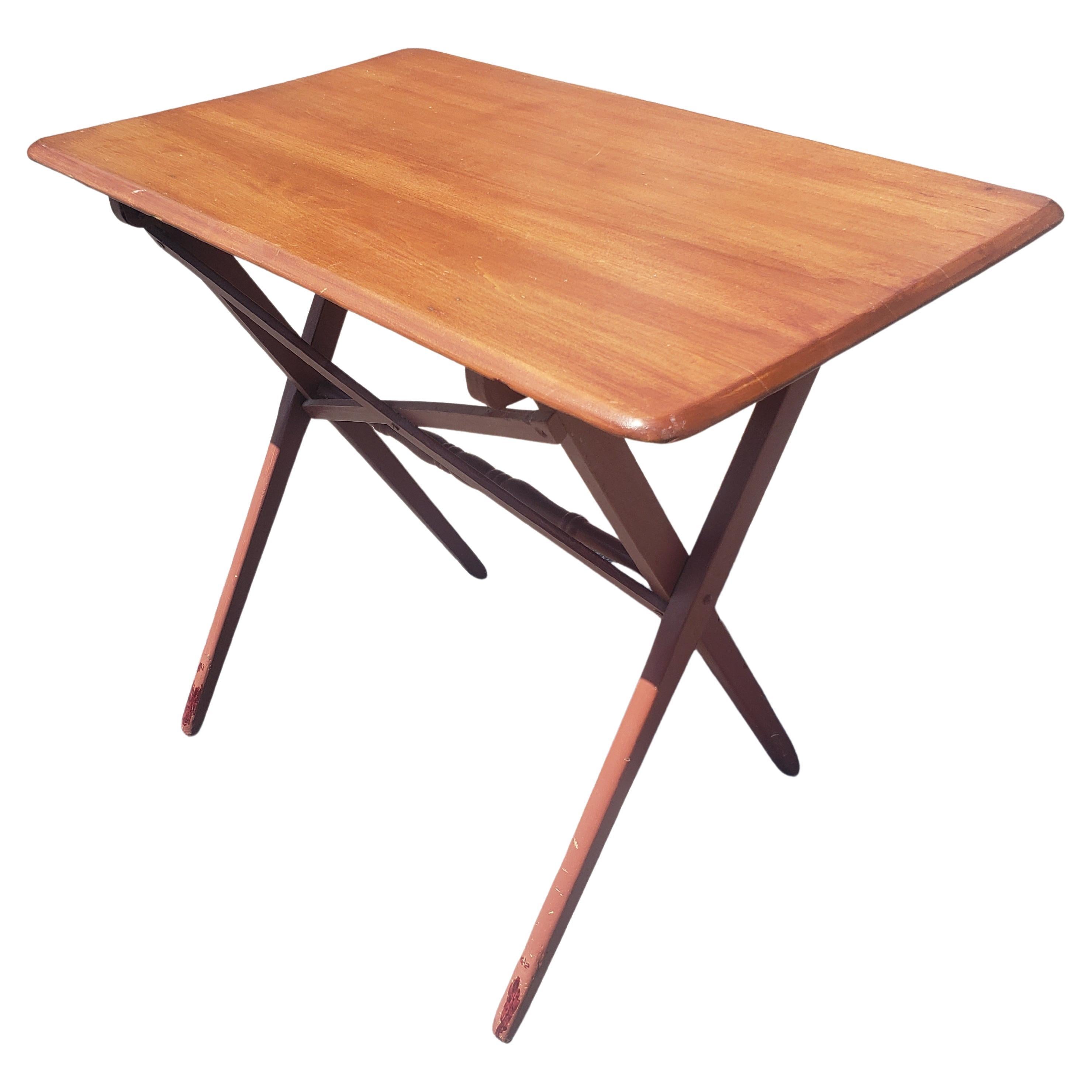 Mid-Century Stained Maple Adjustable Height Folding Table For Sale