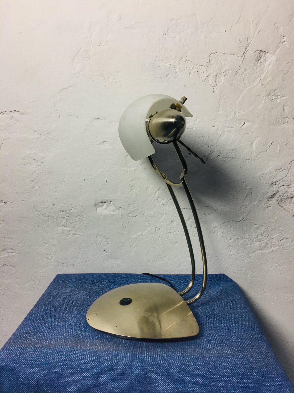 European Mid Century Stainless Steel Banker's lamp For Sale