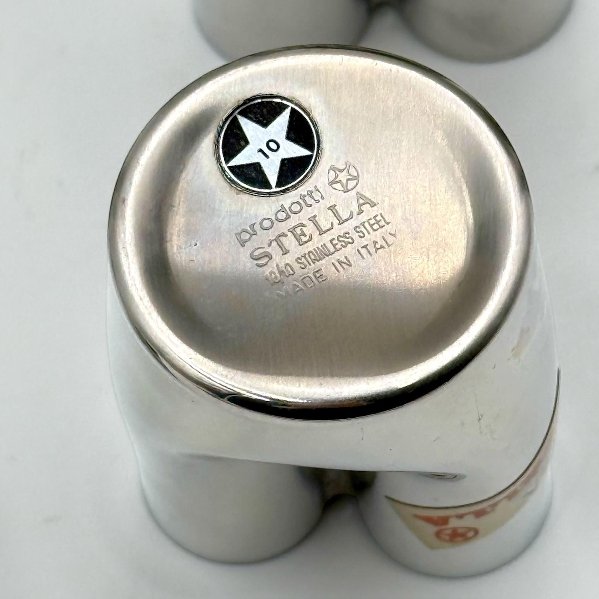 Mid Century Edelstahl Gewürzset Stella, Italien, 1970er Jahre, Set mit 6 Pieces im Angebot 5