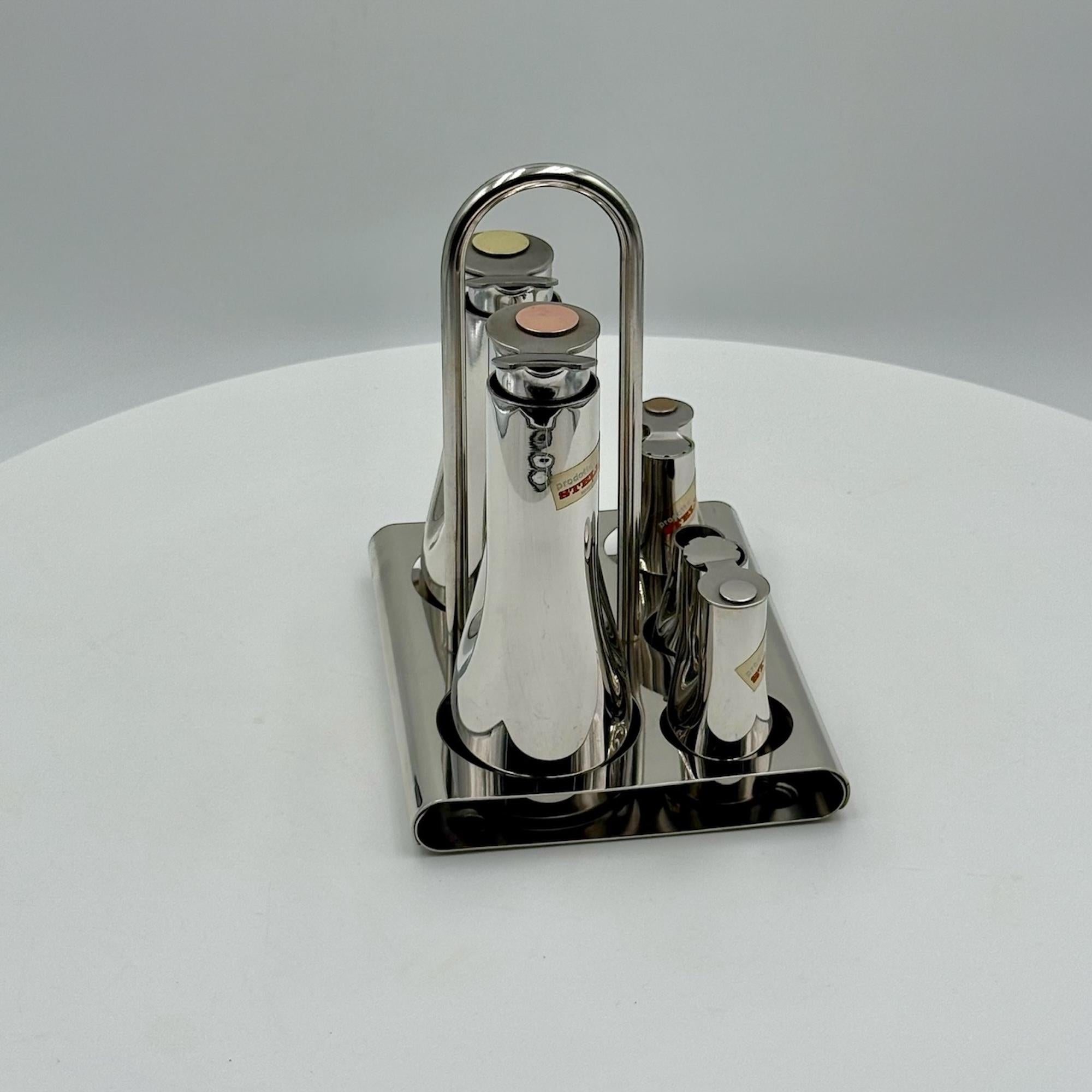 Mid Century Edelstahl Gewürzset Stella, Italien, 1970er Jahre, Set mit 6 Pieces im Angebot 1