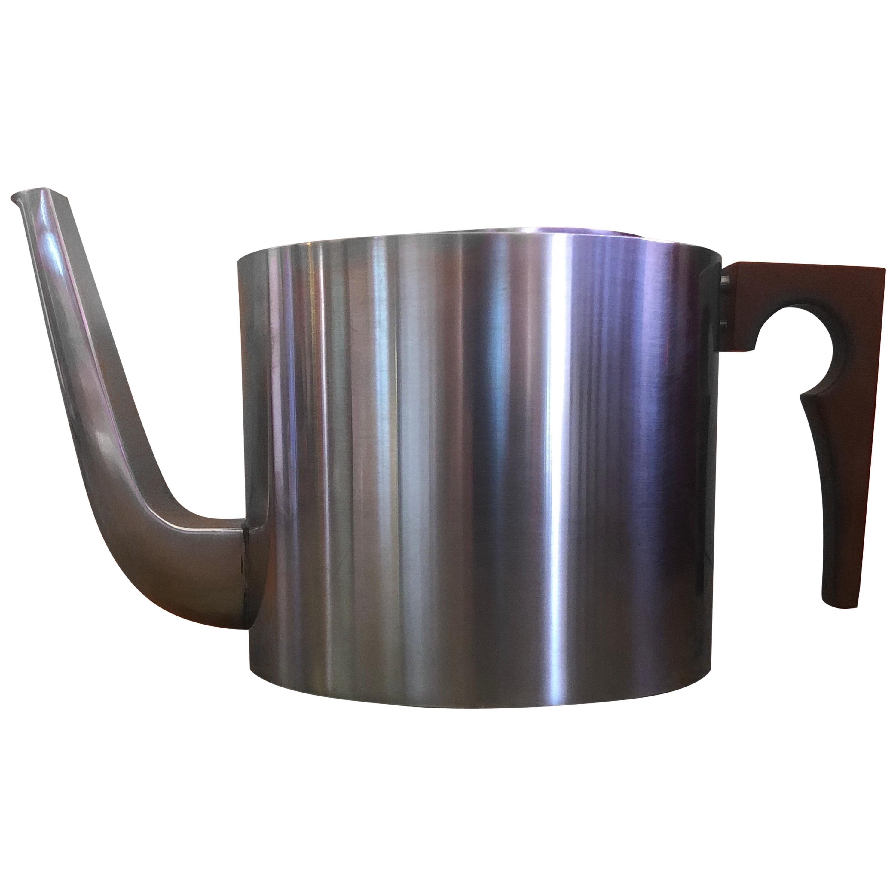 Midcentury Stainless Steel "Cylindia" Tea Pot by Arne Jacobsen for Lauffer