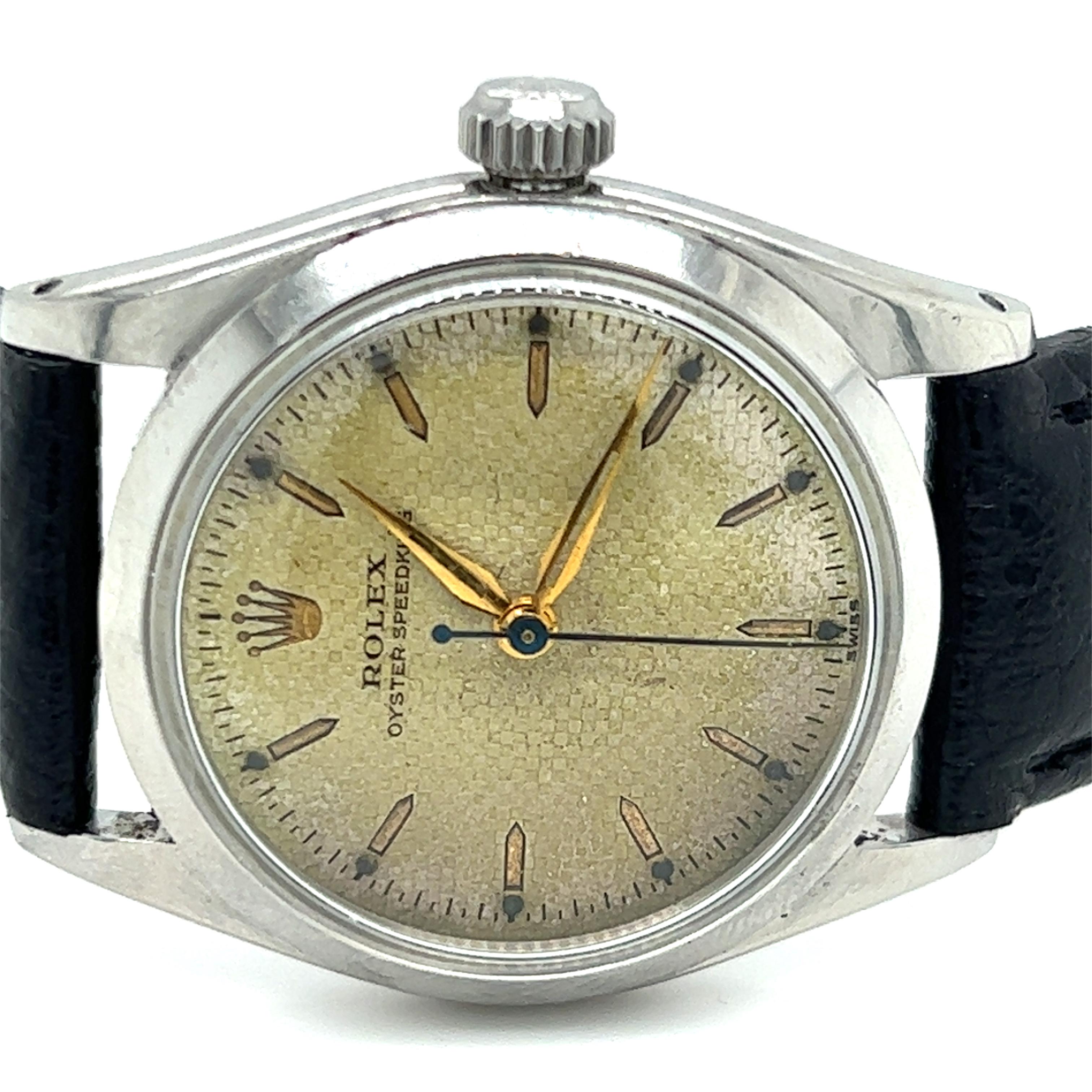 One stainless steel Rolex Oyster Speedking model #6420 Serial # 54633 Circa 1954.