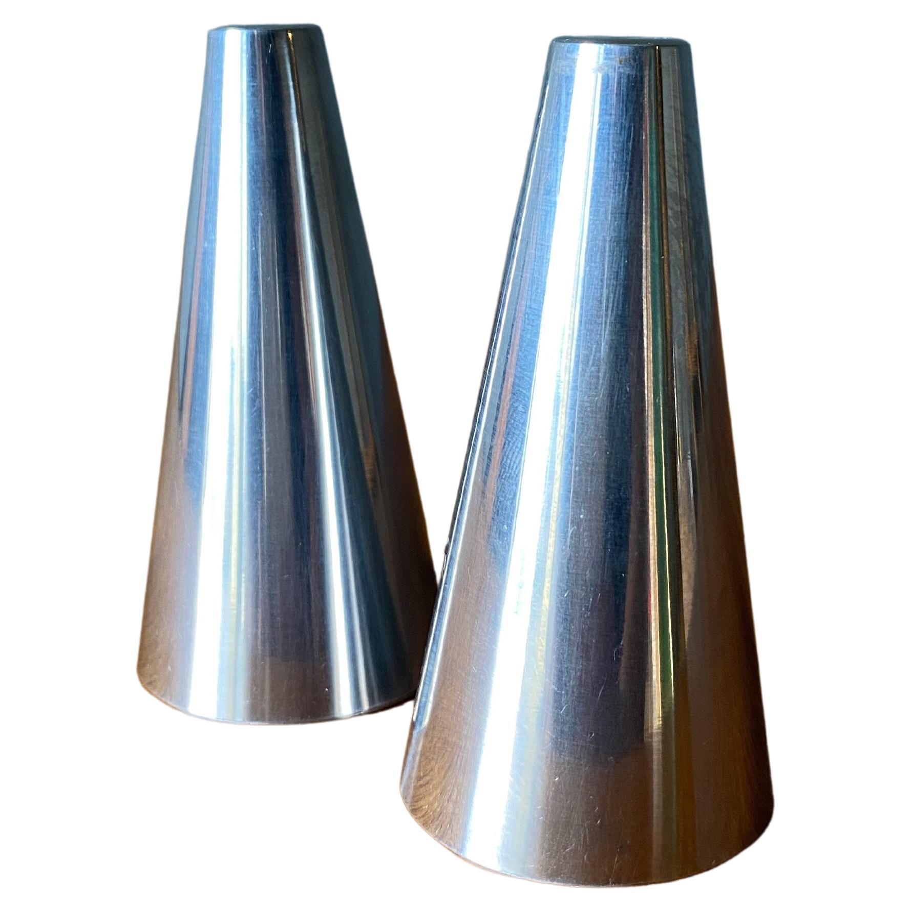 Mid Century Stainless Steel Salt 
Pepper Shakers by Kalmar, Denmark 1960s