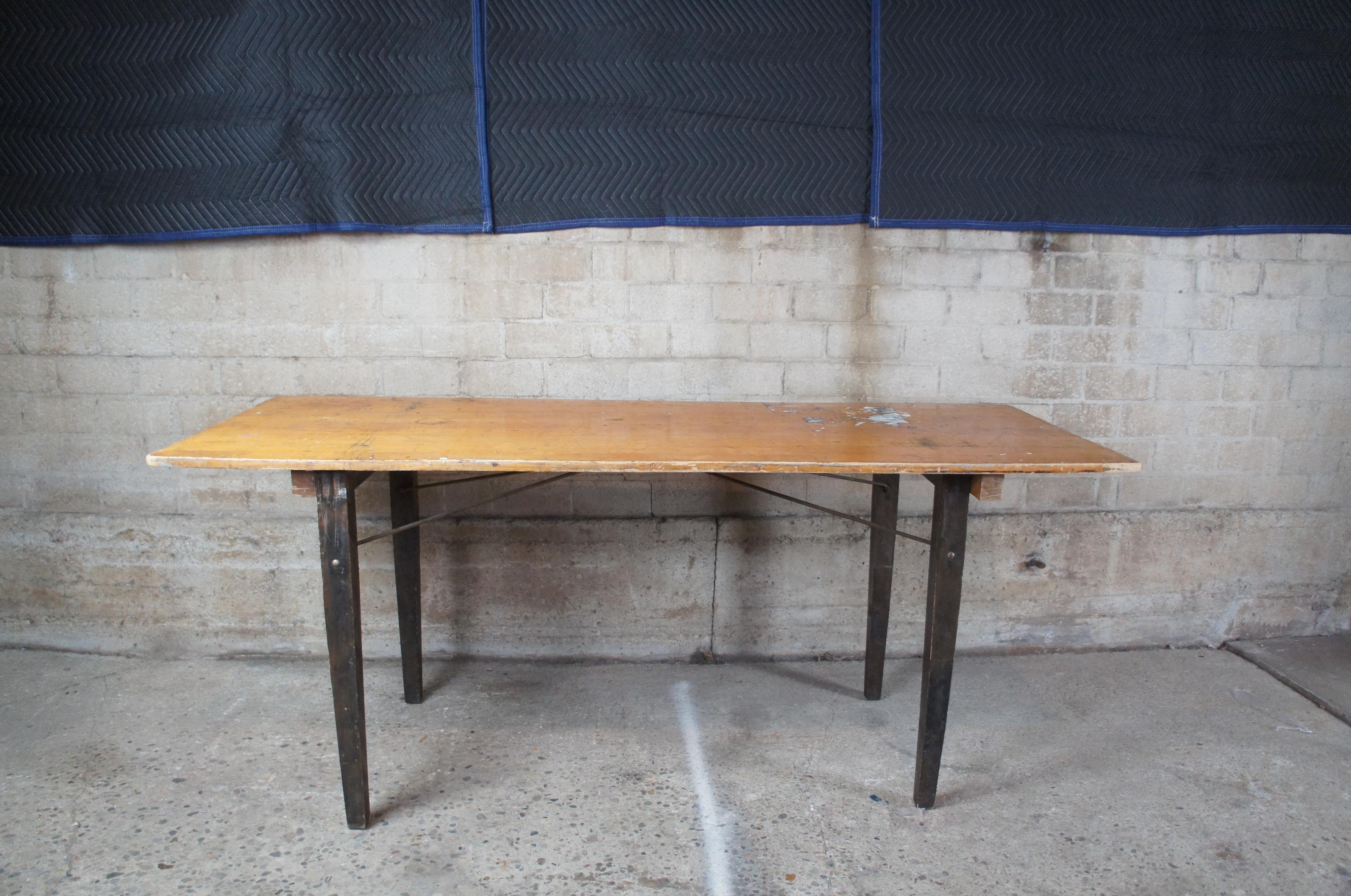 Mid Century Stakmore Folding Work Table Picnic Rustic Country Farmhouse Harvest 4