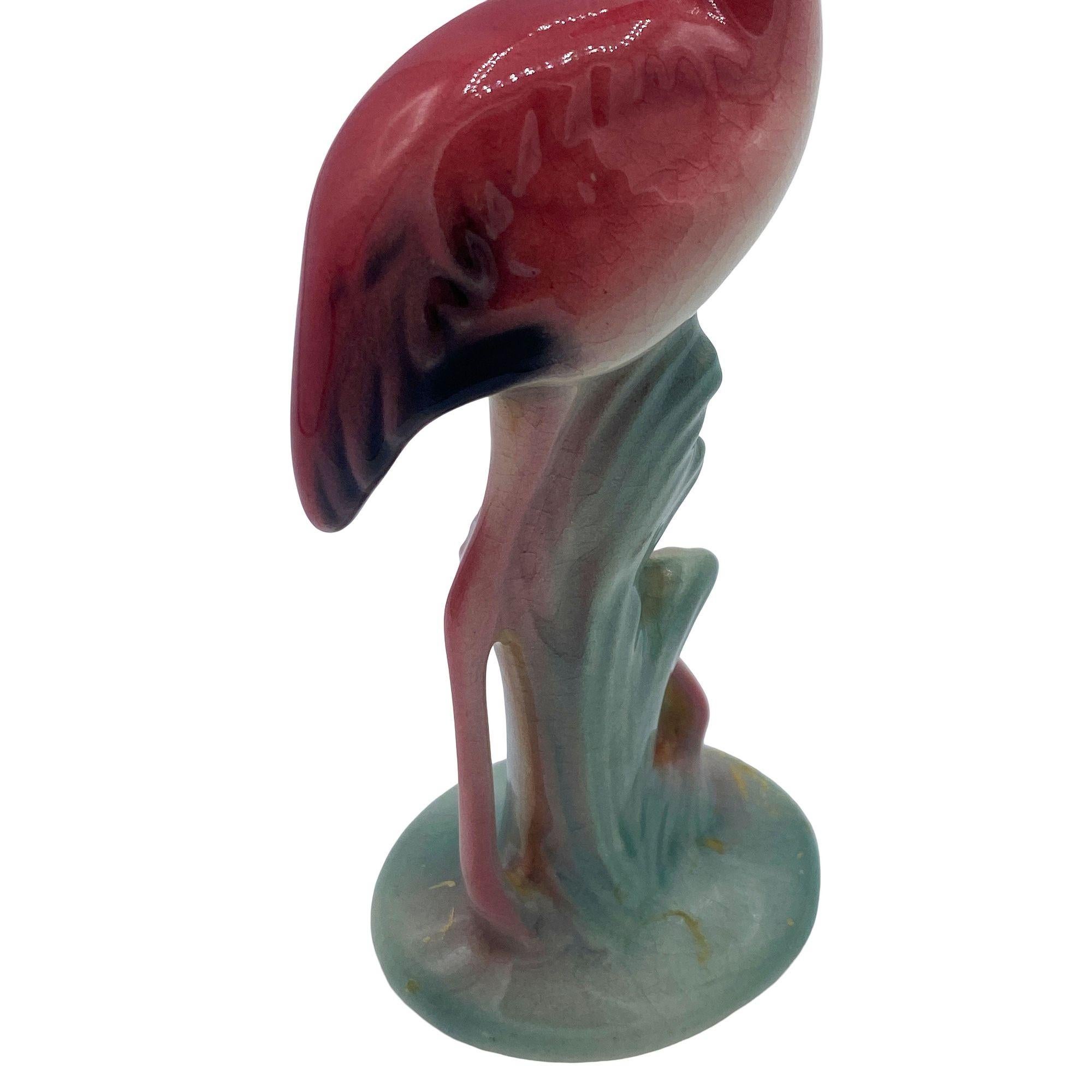 Mid-20th Century Mid-century Standing Tall Pink Flamingo Ceramic Tabletop Sculpture Brad Keeler For Sale