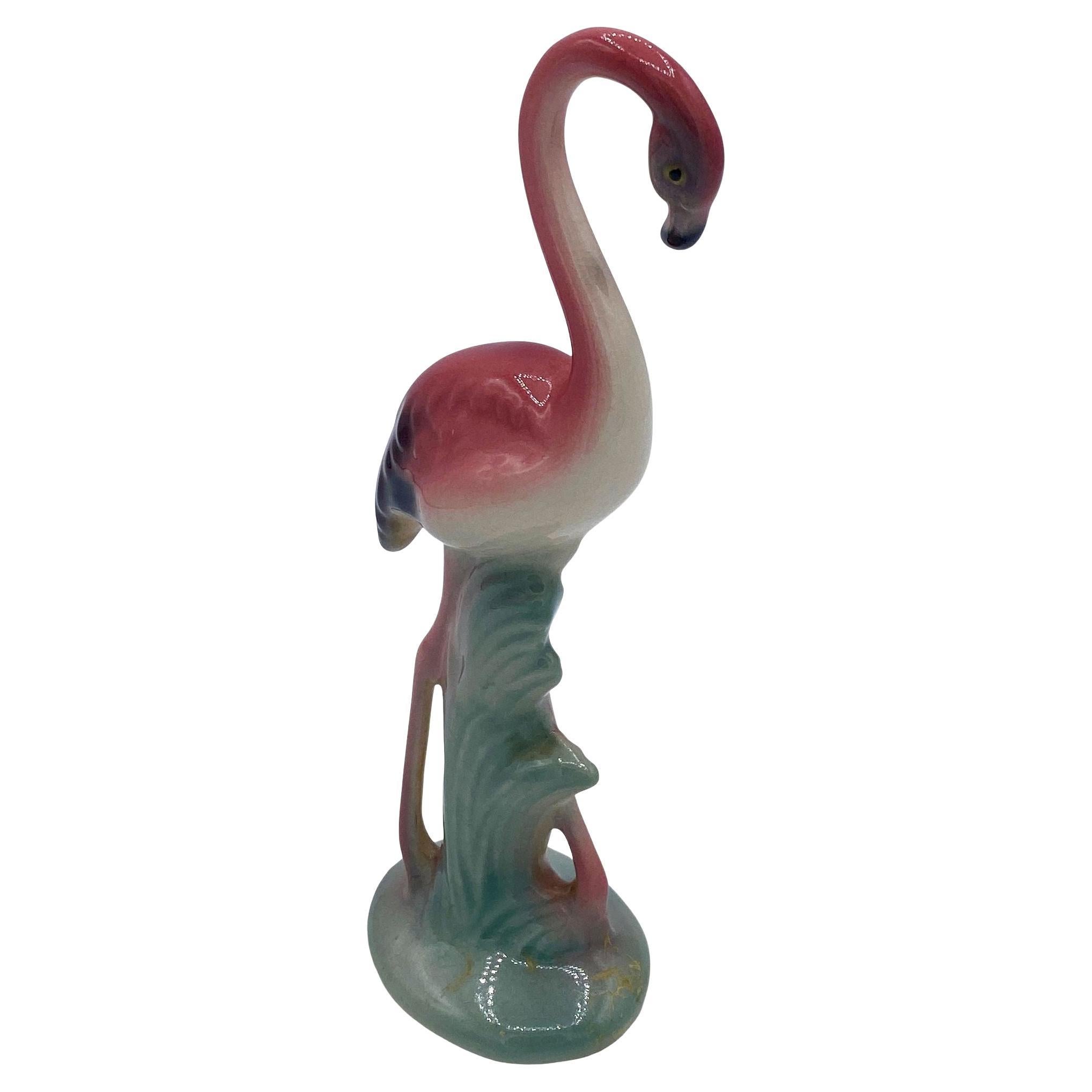 Mid-century Standing Tall Pink Flamingo Ceramic Tabletop Sculpture Brad Keeler