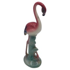 Mid-century Standing Tall Pink Flamingo Ceramic Tabletop Sculpture Brad Keeler