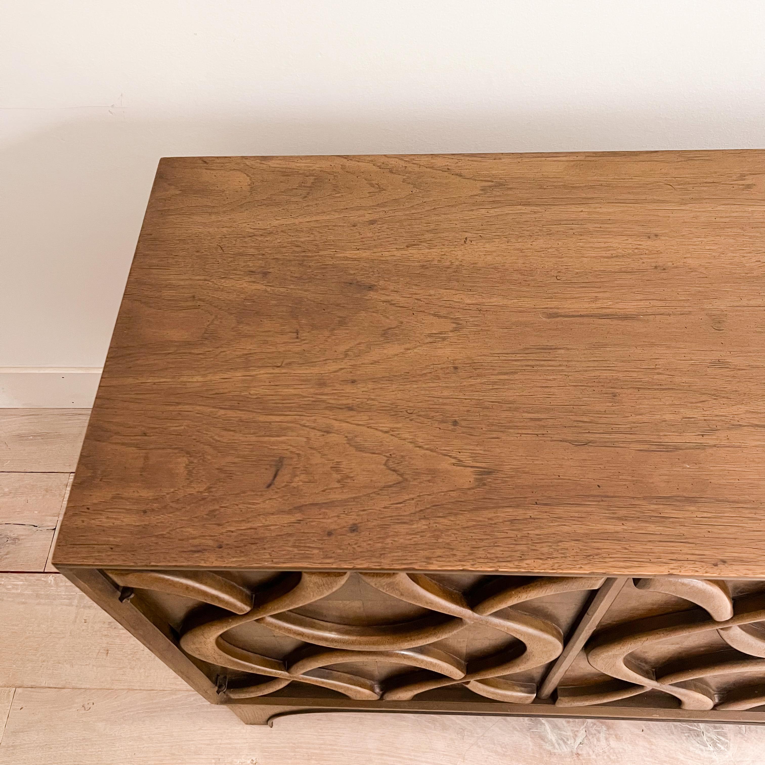 Wood Mid Century Stanley Cosmopolitan Low Dresser w/ Sculpted Front