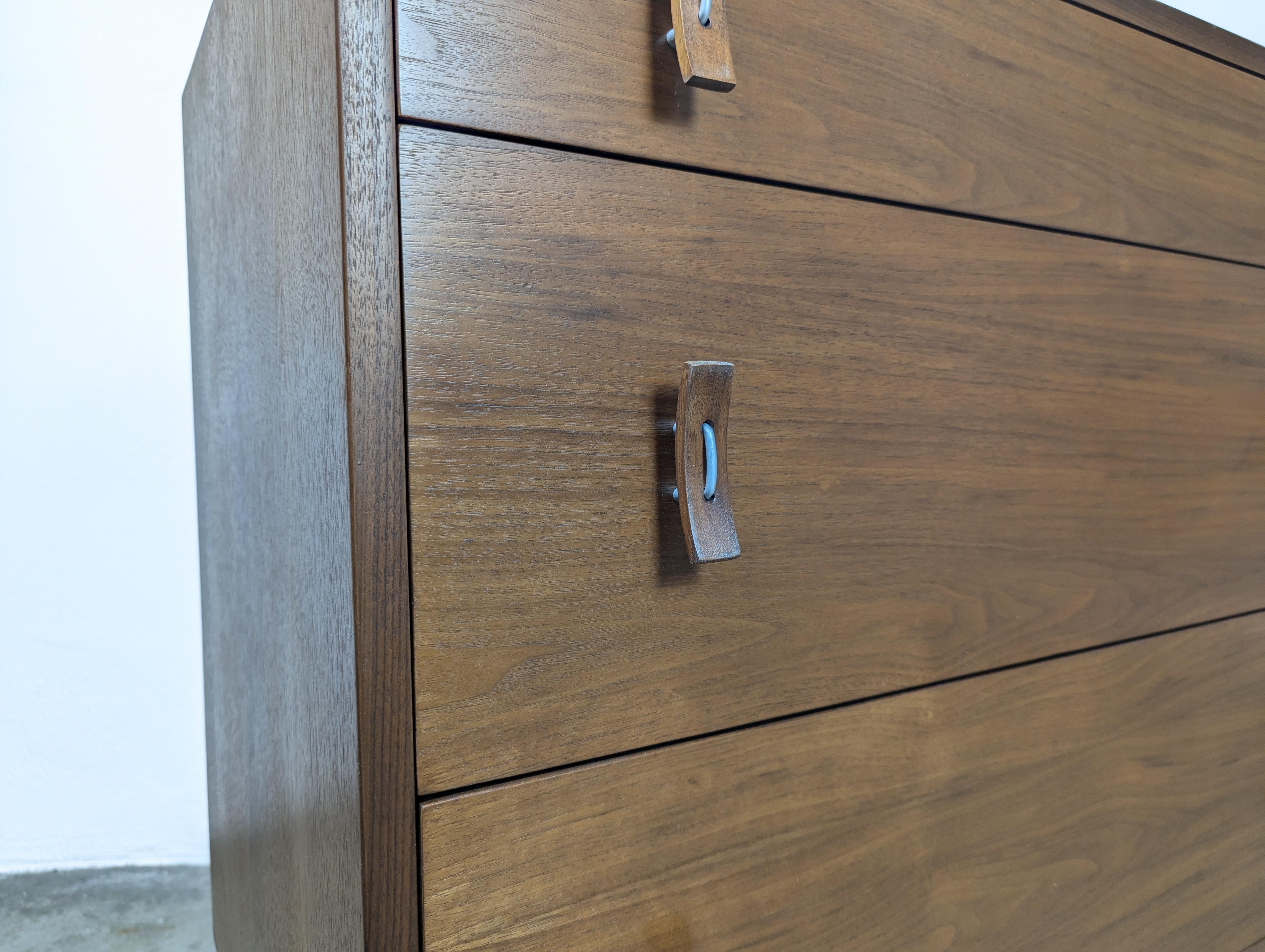 Steel Mid Century Stanley Young Walnut 3-Drawer Chest for Glenn of California, c1950s