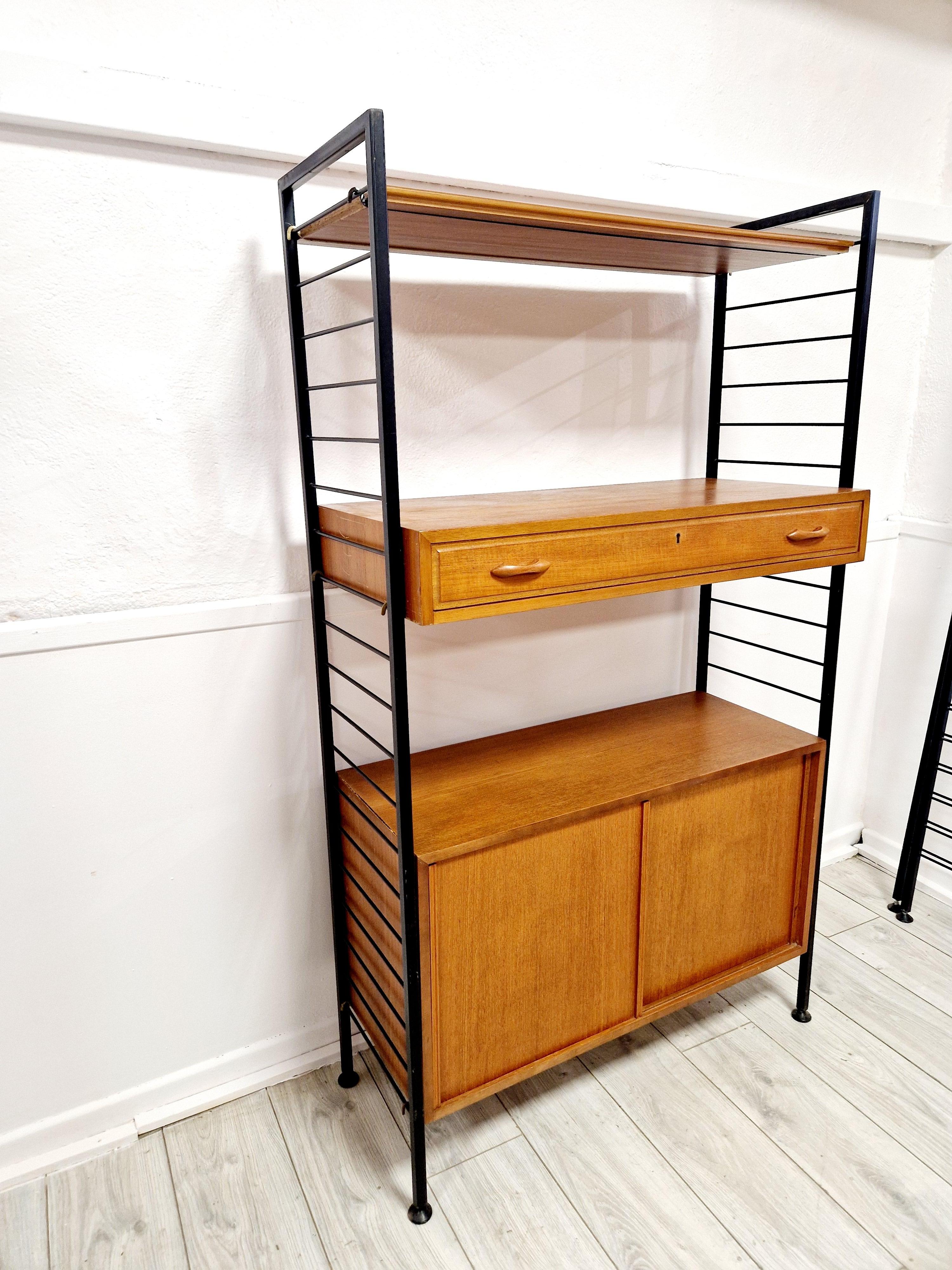 Mid Century Staples Ladderax Shelving Cupboard In Good Condition In Buxton, GB