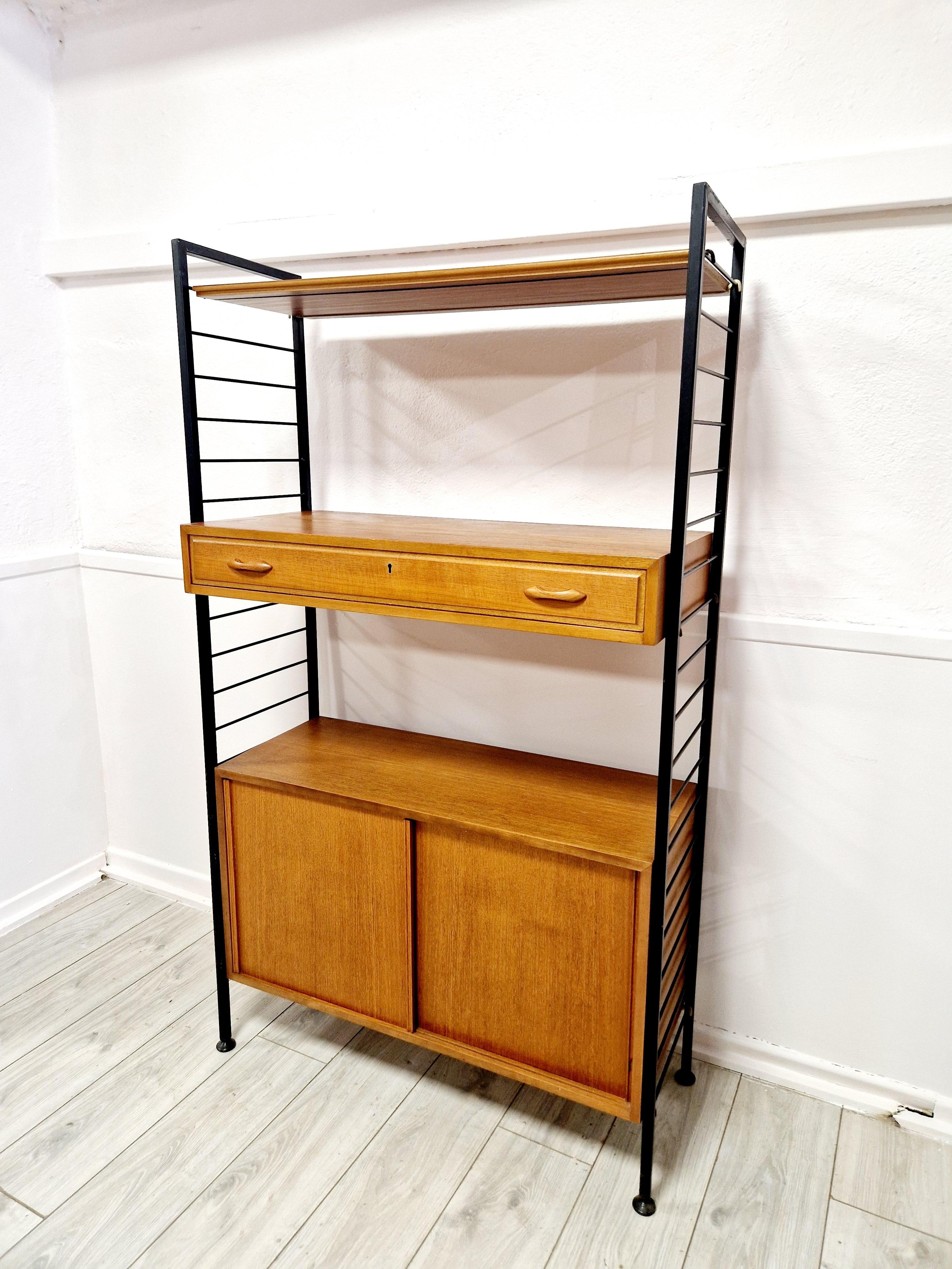 Teak Mid Century Staples Ladderax Shelving Cupboard