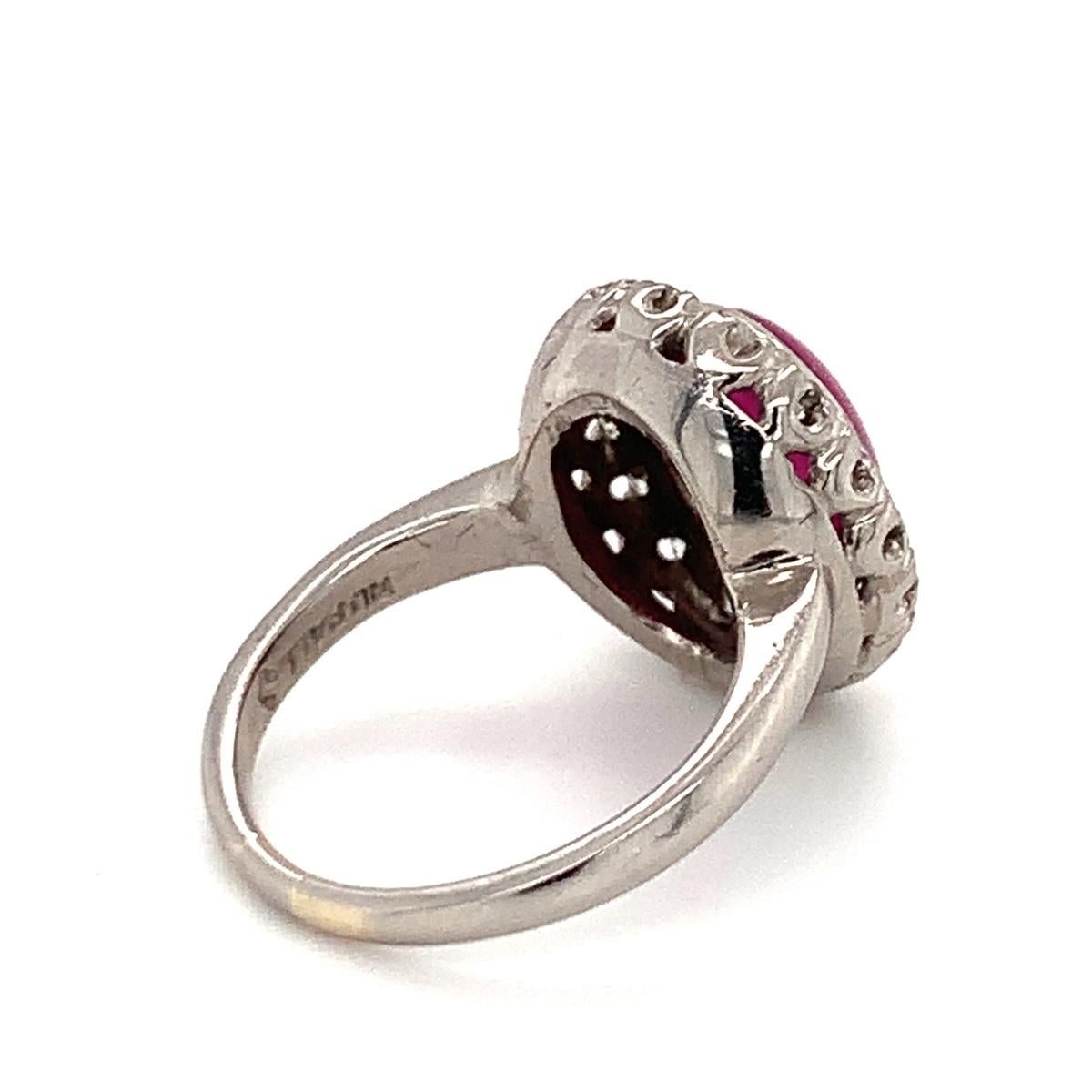 Women's Mid-century Star Ruby and Diamond Palladium Ring, circa 1950s For Sale