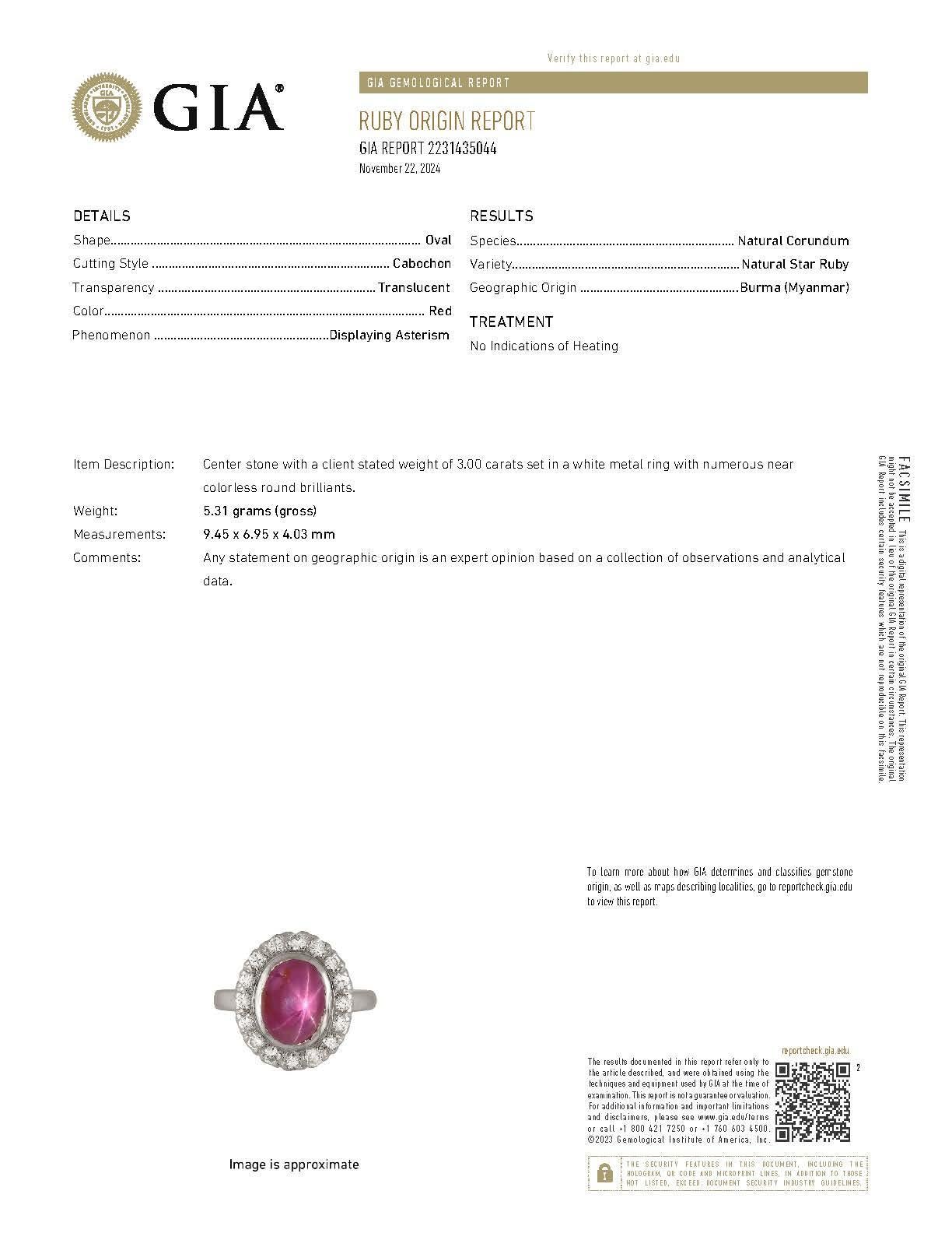 Mid-century Star Ruby and Diamond Palladium Ring, circa 1950s 1