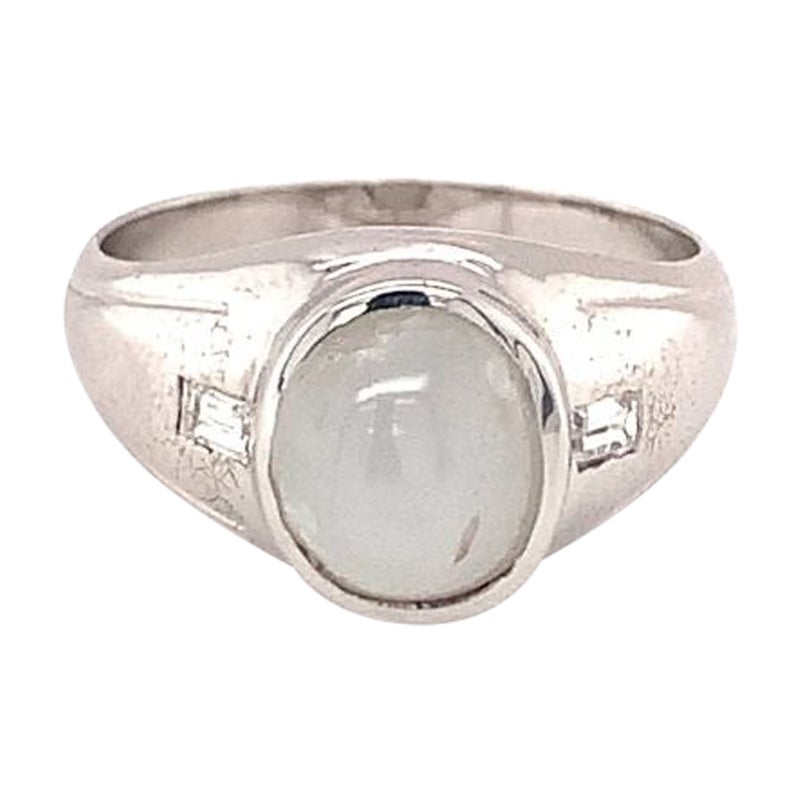 Stern, Saphir 14K Weißgold Ring, Mitte des Jahrhunderts, CIRCA 1950er Jahre
