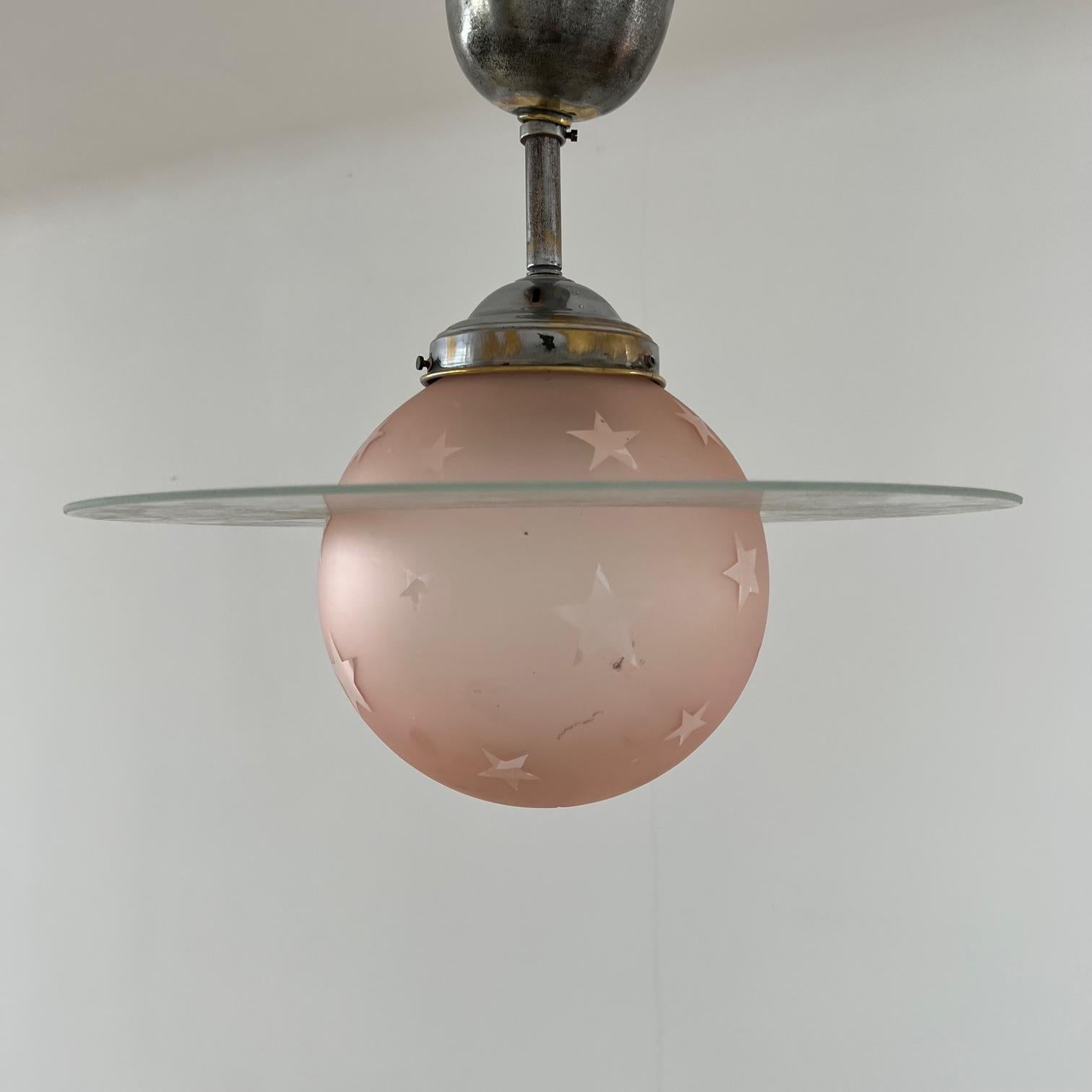 Mid-Century Star Saturn French Two Tone Pendant Light 3