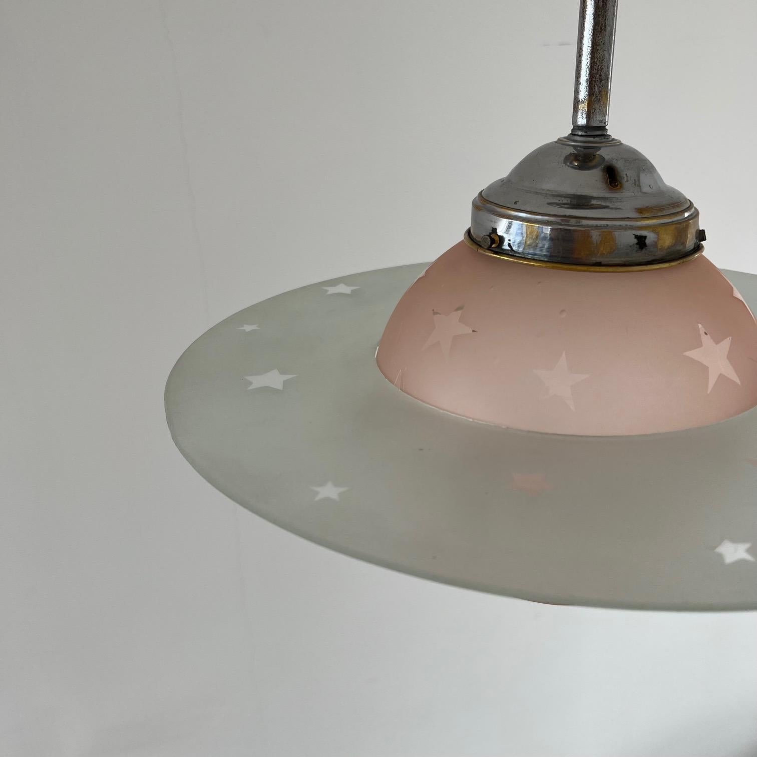 Mid-20th Century Mid-Century Star Saturn French Two Tone Pendant Light