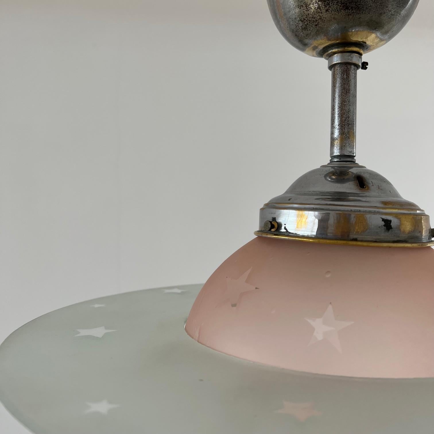 Metal Mid-Century Star Saturn French Two Tone Pendant Light