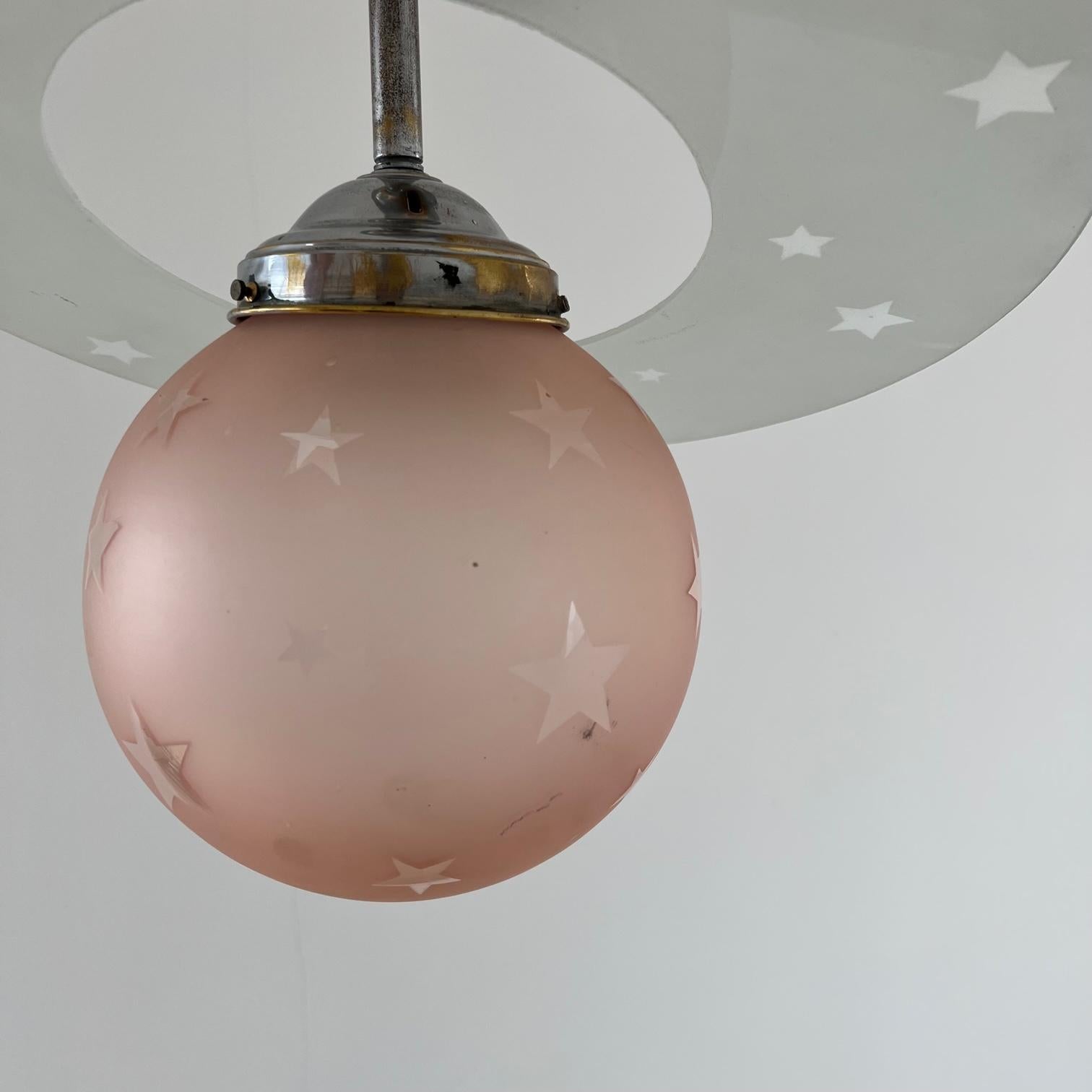 Mid-Century Star Saturn French Two Tone Pendant Light 1