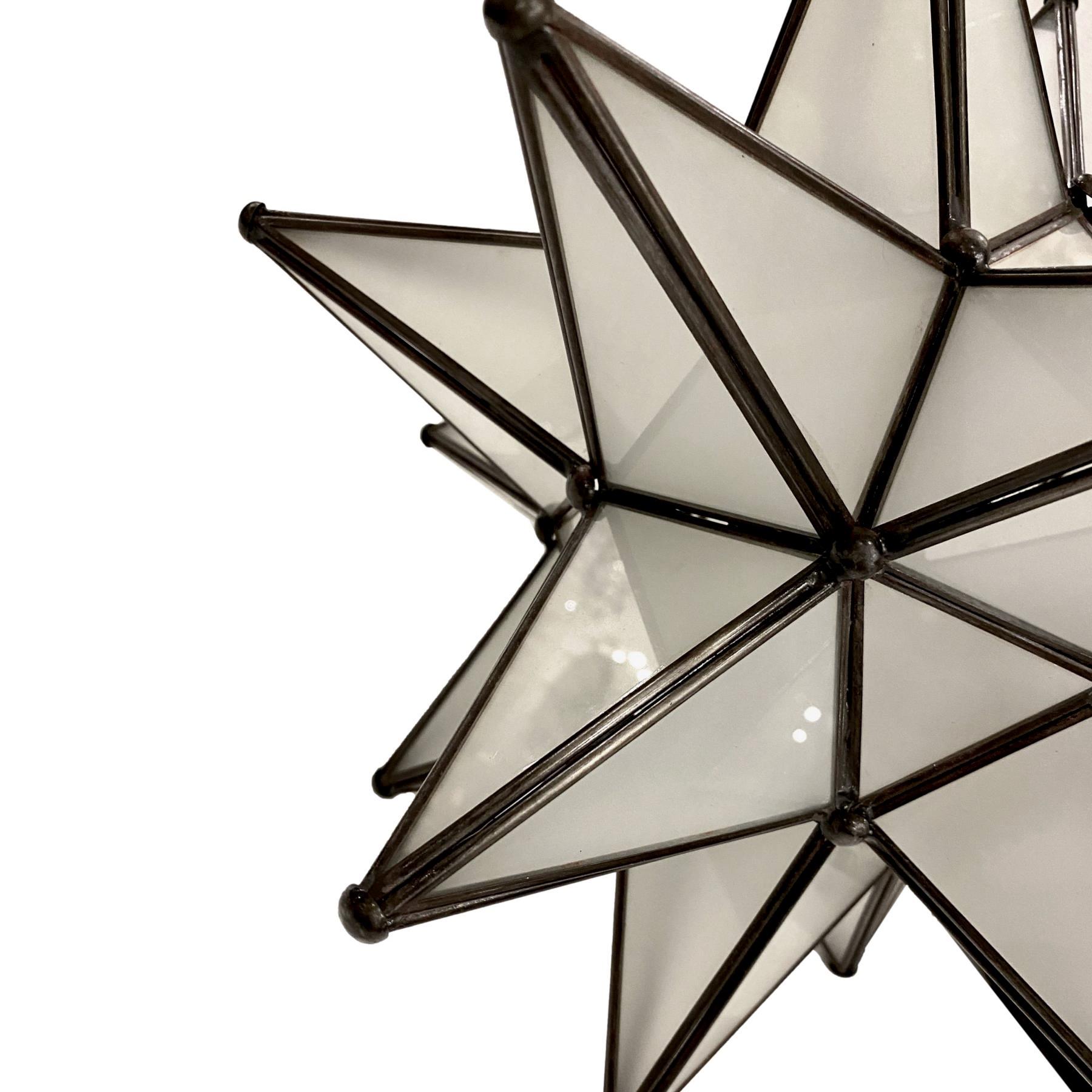 Frosted Pair of Mid Century Star Shaped Lanterns, Sold Individually For Sale