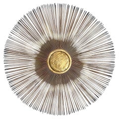 Mid-Century Starburst Mixed Metal Wall Art Sculpture by Devall