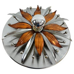 Mid-Century Steel And Copper 5-Light Ceiling Light, Made in Italy 1960s