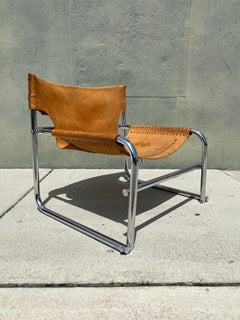 Mid Century Steel and Leather 'T1' Armchair Attributed to Rodney Kinsman