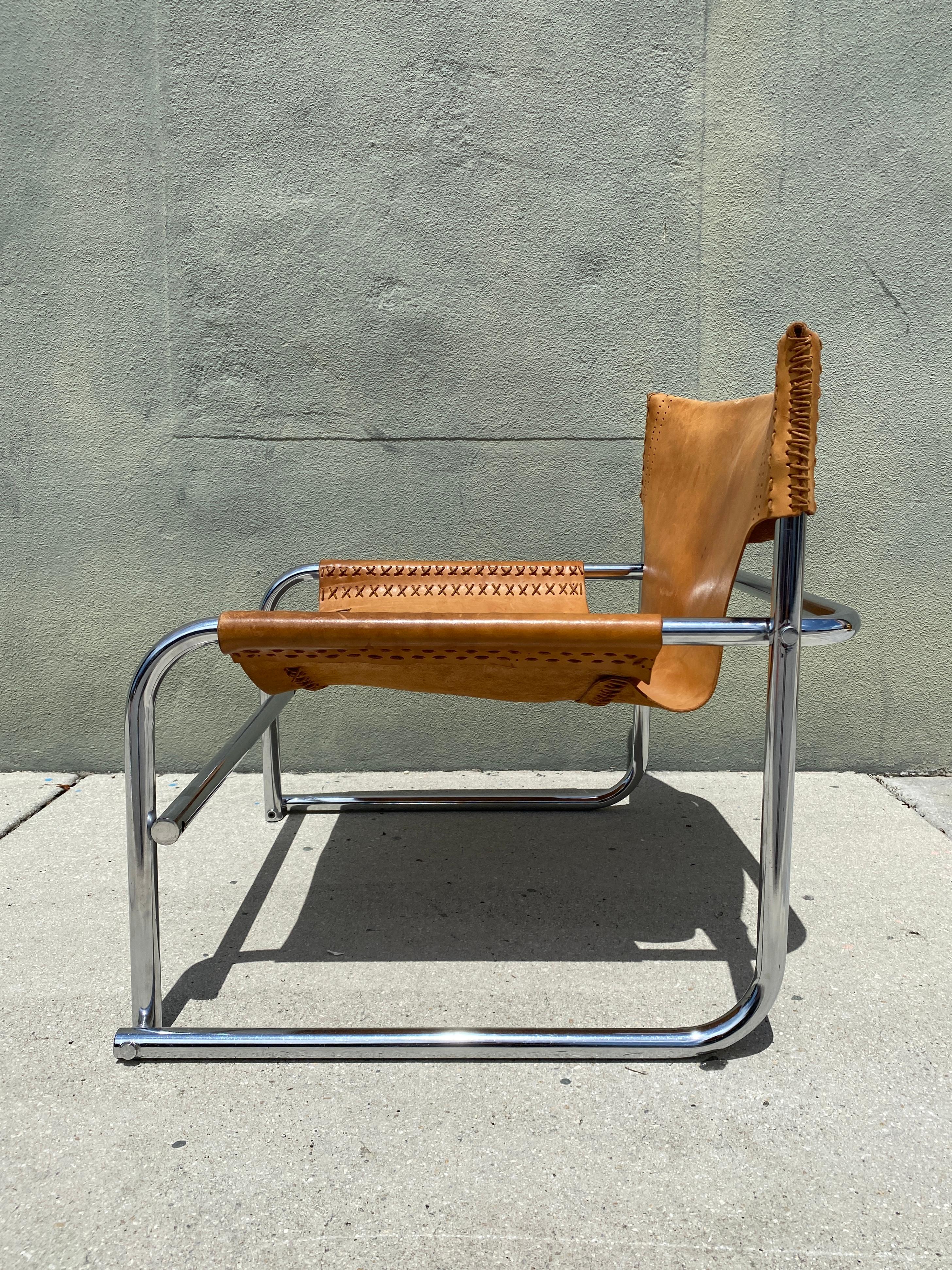 Mid-20th Century Mid Century Steel and Leather 'T1' Armchair Attributed to Rodney Kinsman For Sale