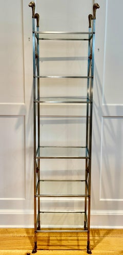 Maison Jansen Style Steel and Brass Etagere, Circa 1965