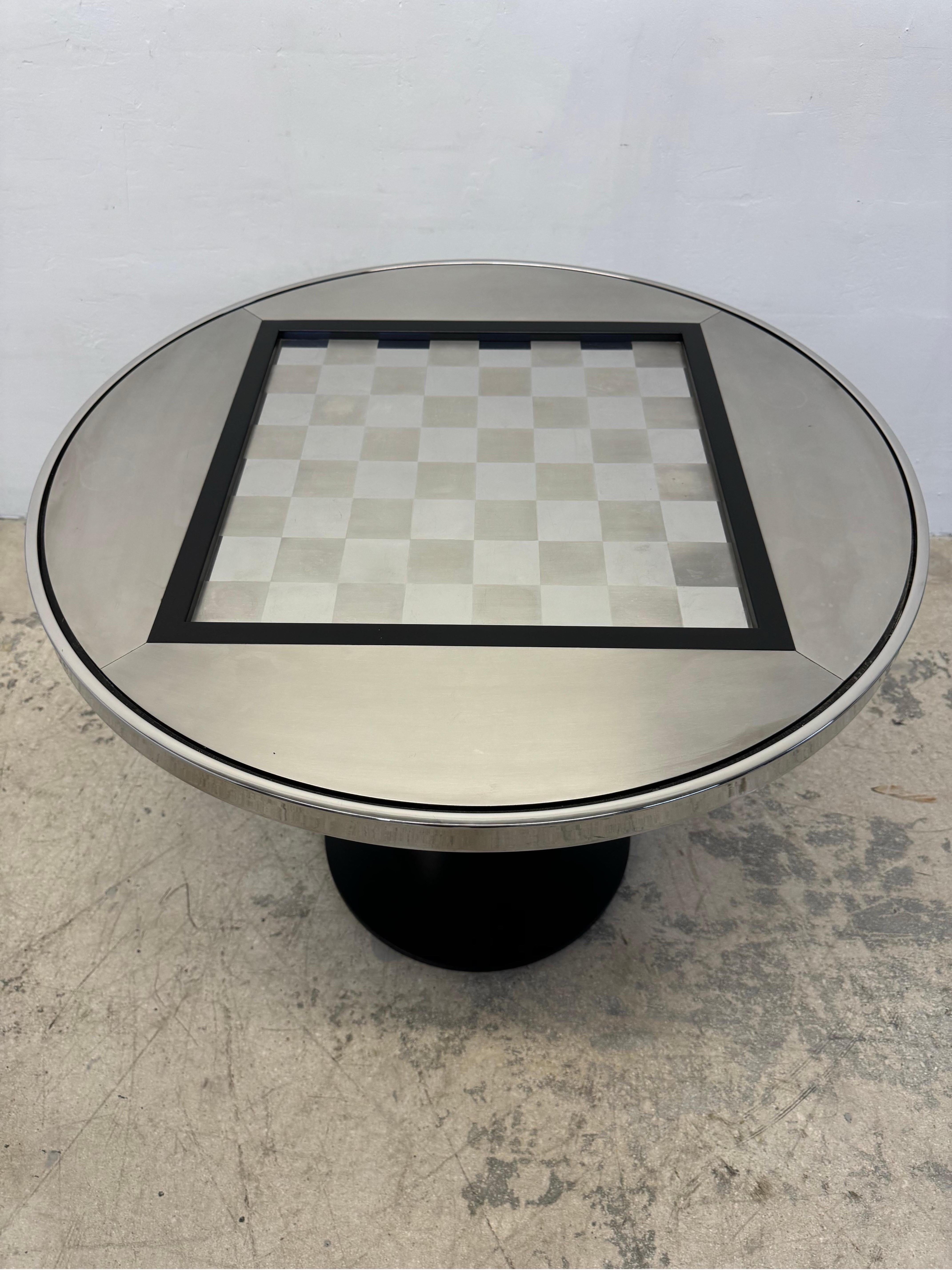 Unknown Mid-Century Steel Chess or Checkers Game Table, 1970s For Sale