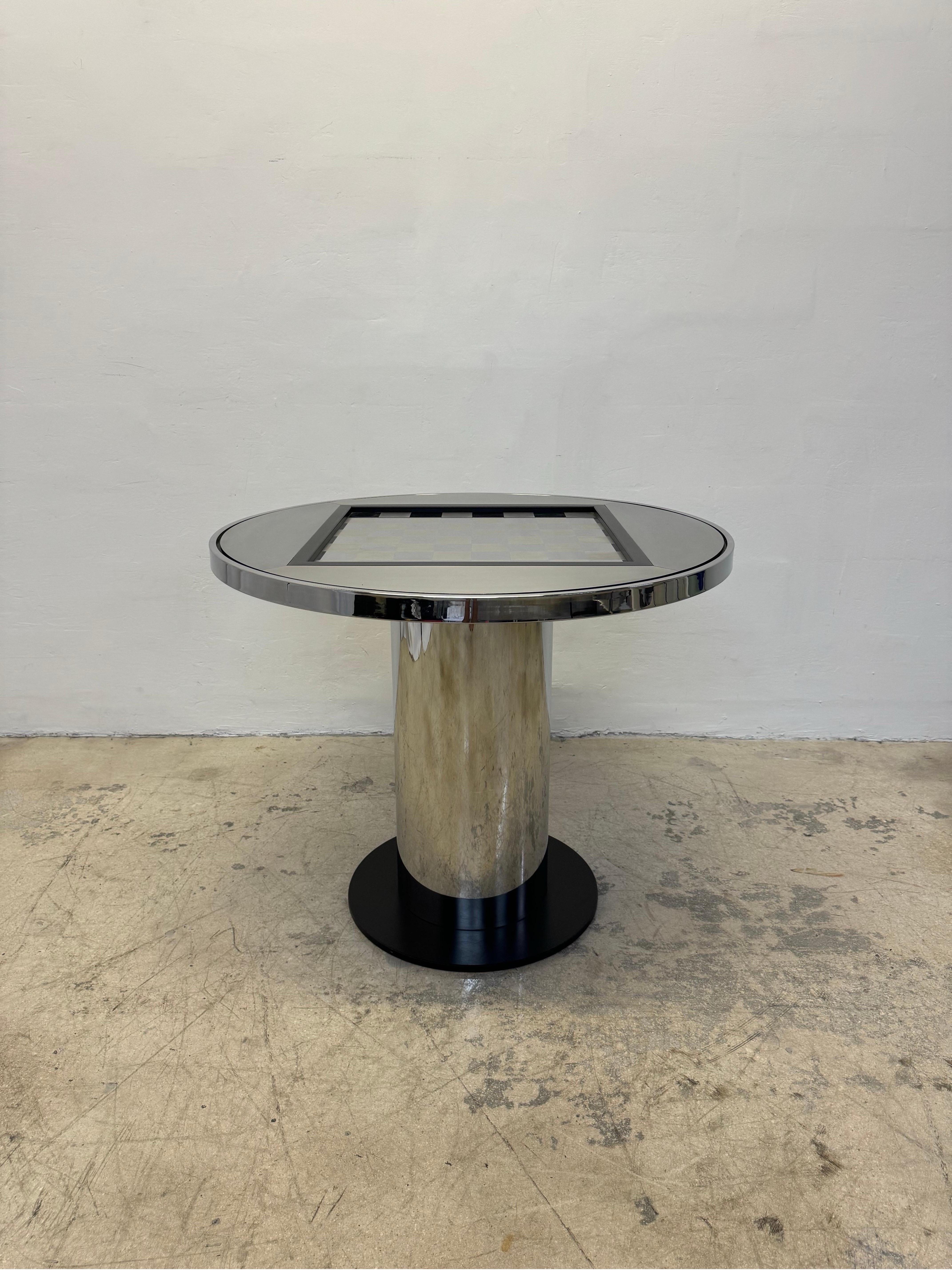 Mid-Century Steel Chess or Checkers Game Table, 1970s In Good Condition For Sale In Miami, FL