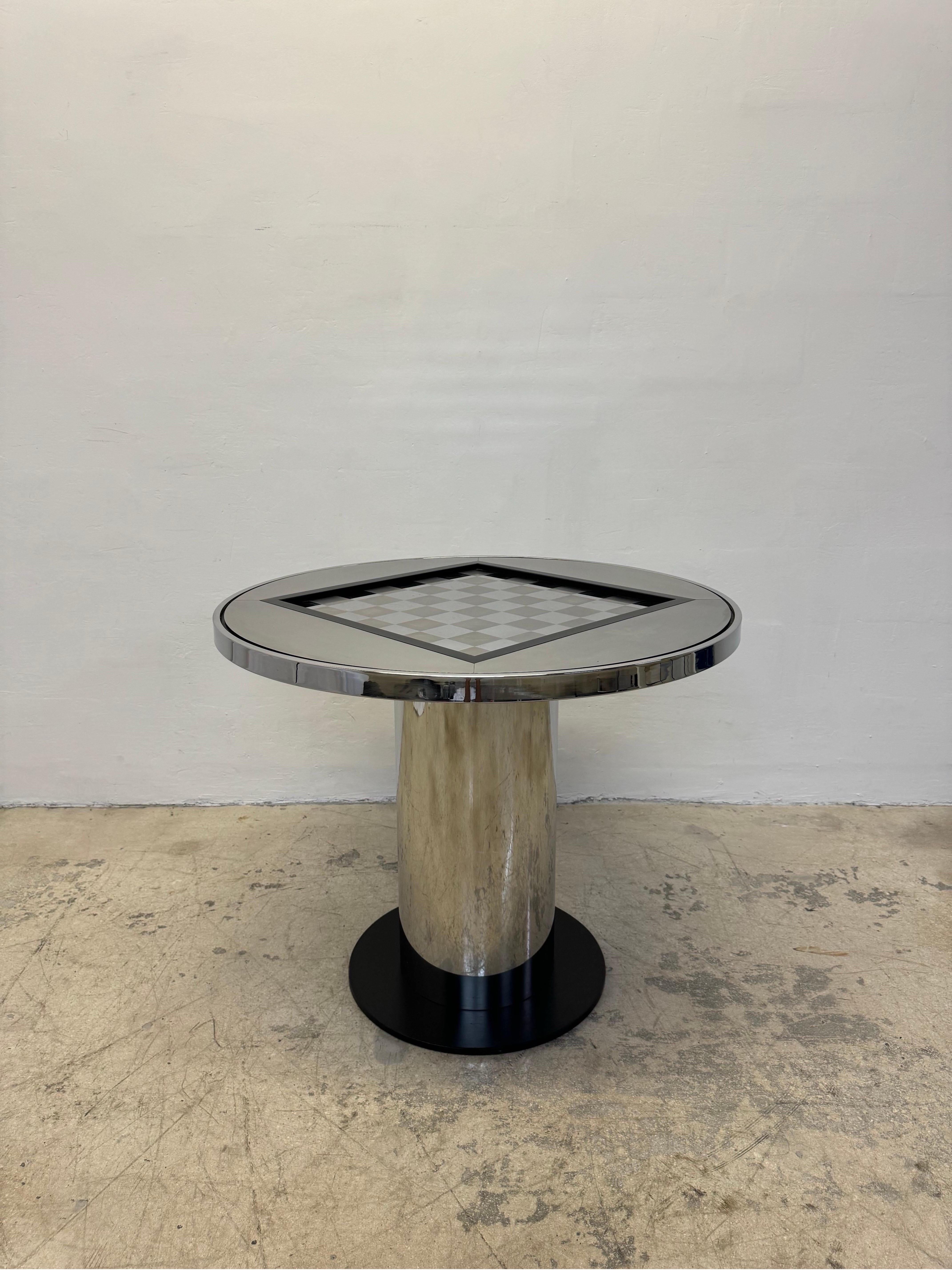 20th Century Mid-Century Steel Chess or Checkers Game Table, 1970s For Sale
