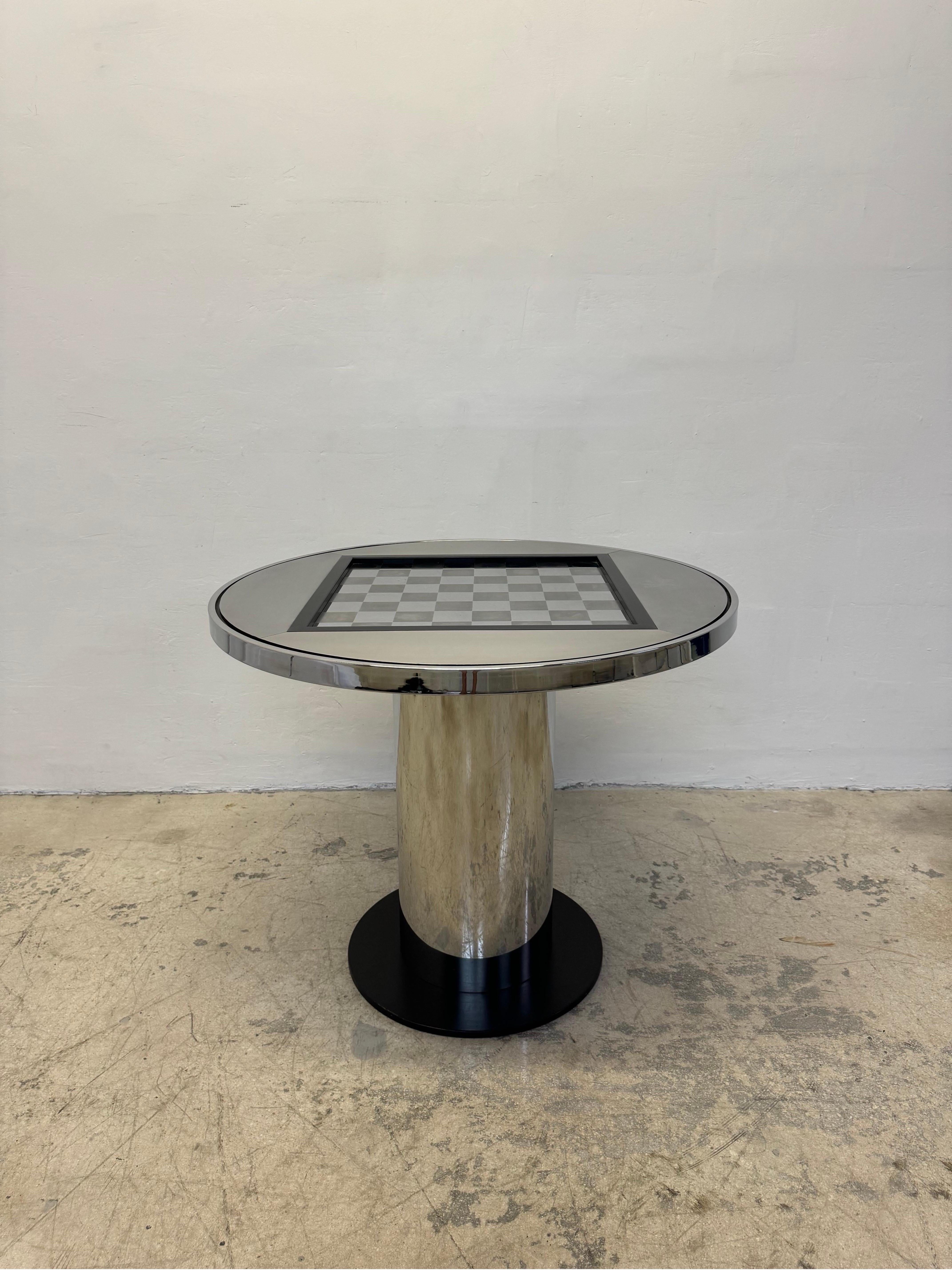 Mid-Century Steel Chess or Checkers Game Table, 1970s For Sale 1