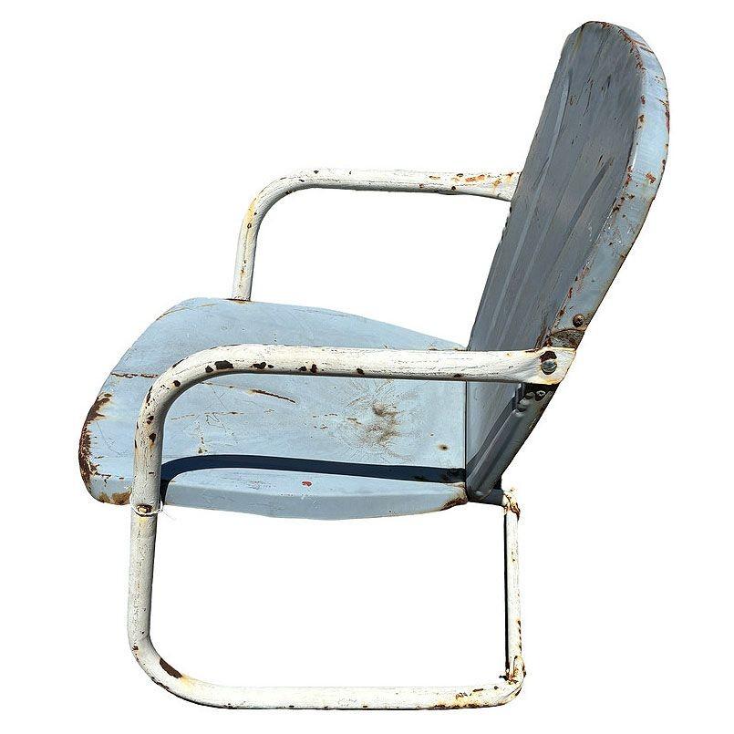 Metal Mid-century Steel Flat Iron Springer Patio Outdoor Lounge Chair, Pair For Sale