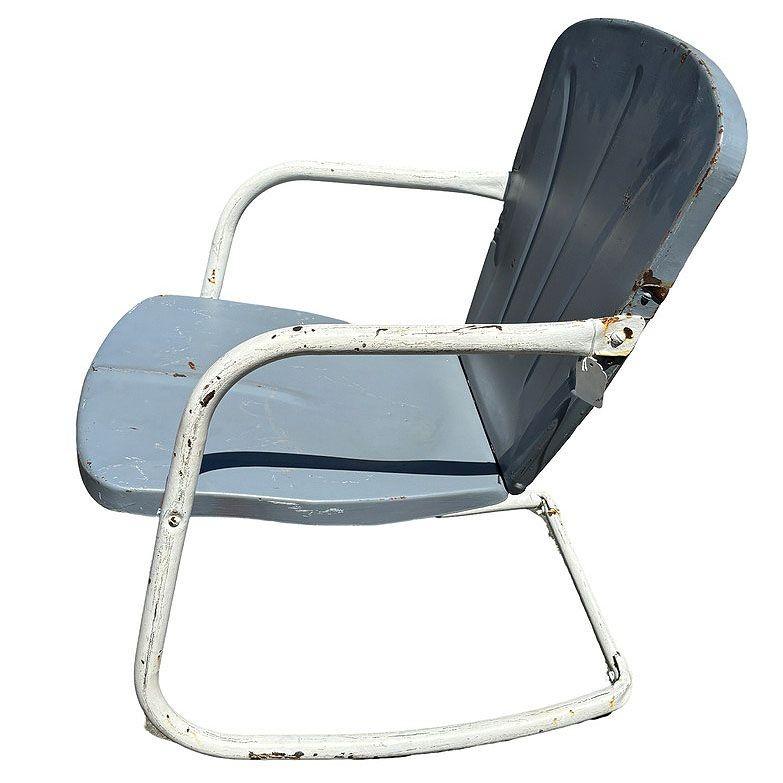 Mid-century Steel Flat Iron Springer Patio Outdoor Lounge Chair, Pair For Sale 1