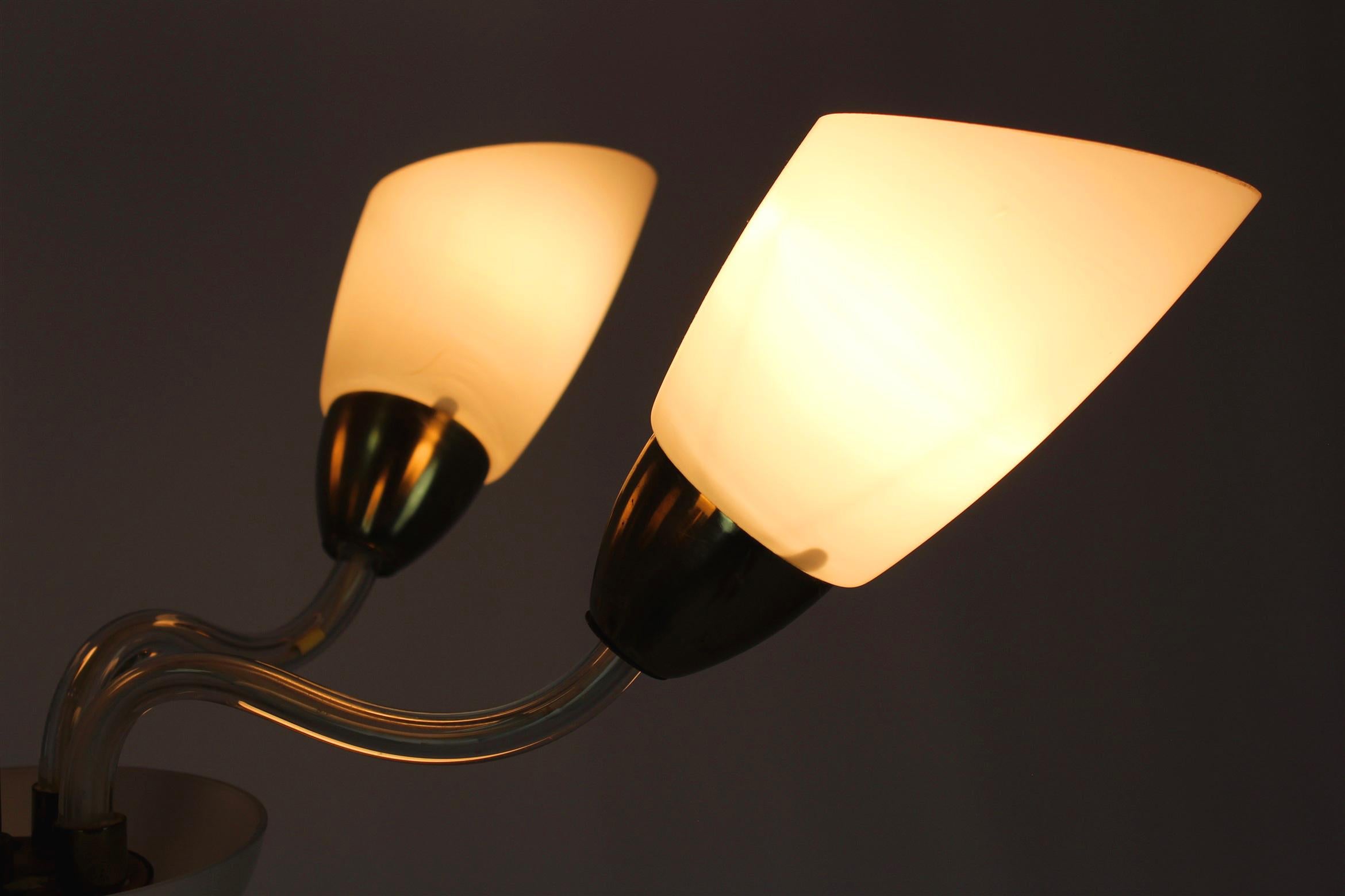 Mid-Century Steel & Glass Pendant Lamp Chandelier, 1960s For Sale 6