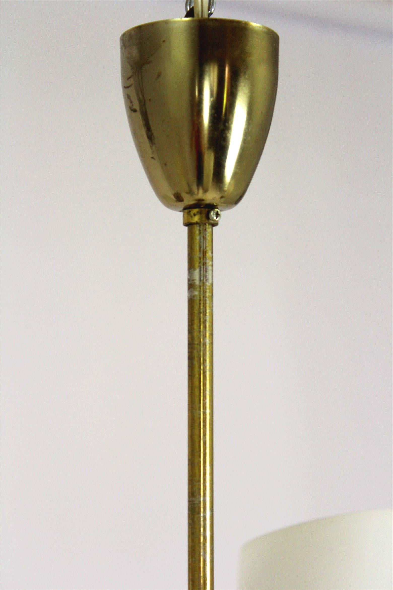 Mid-Century Steel & Glass Pendant Lamp Chandelier, 1960s For Sale 1