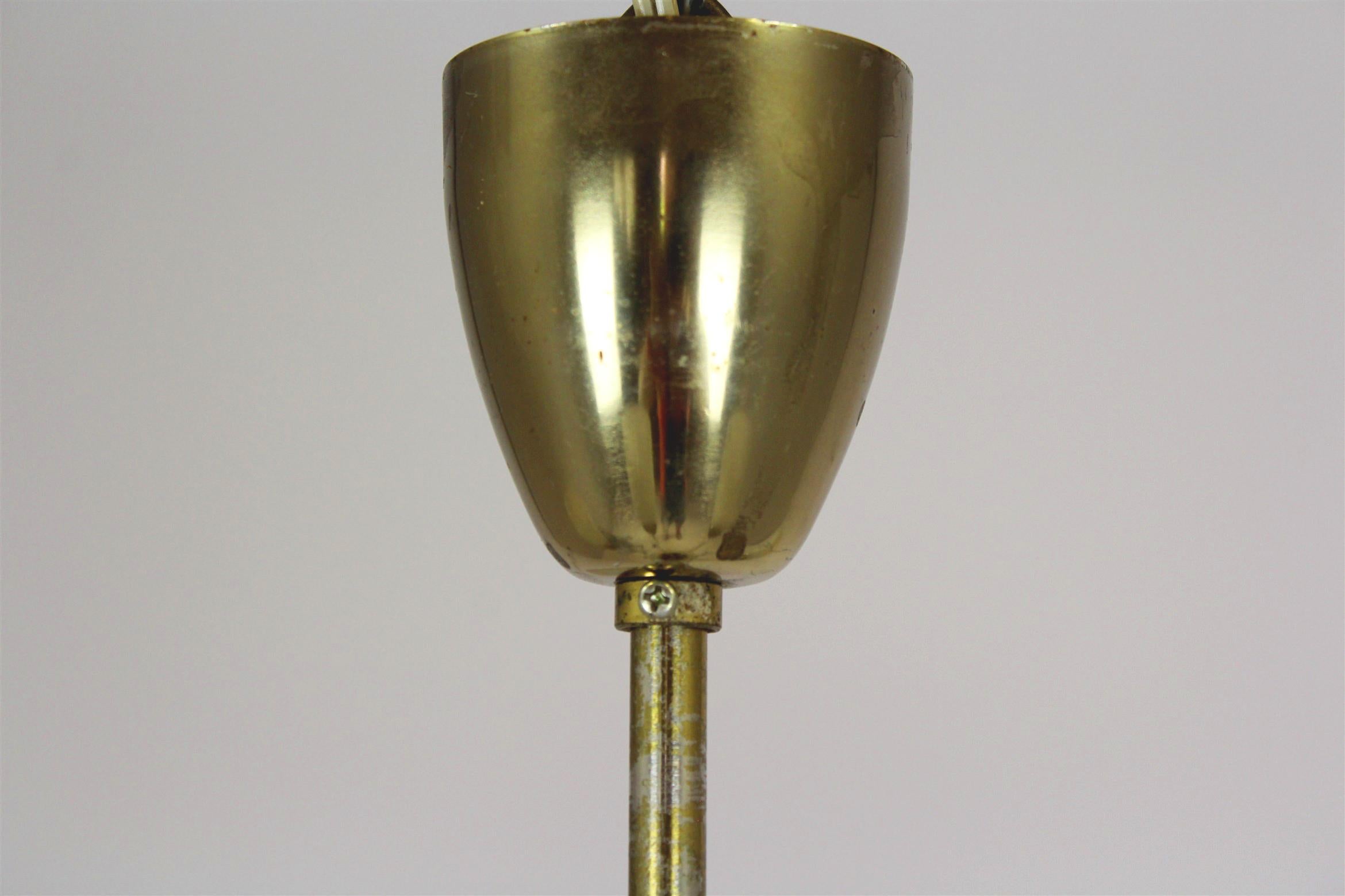 Mid-Century Steel & Glass Pendant Lamp Chandelier, 1960s For Sale 2