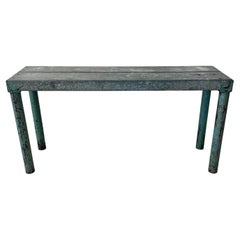 Mid-Century Steel Industrial Work Table Console Table