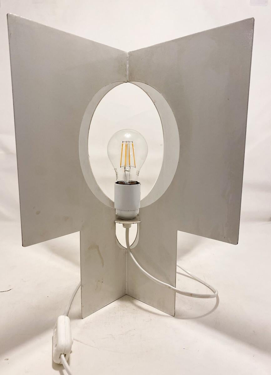 Italian mid century steel lamp, vintage, italy For Sale