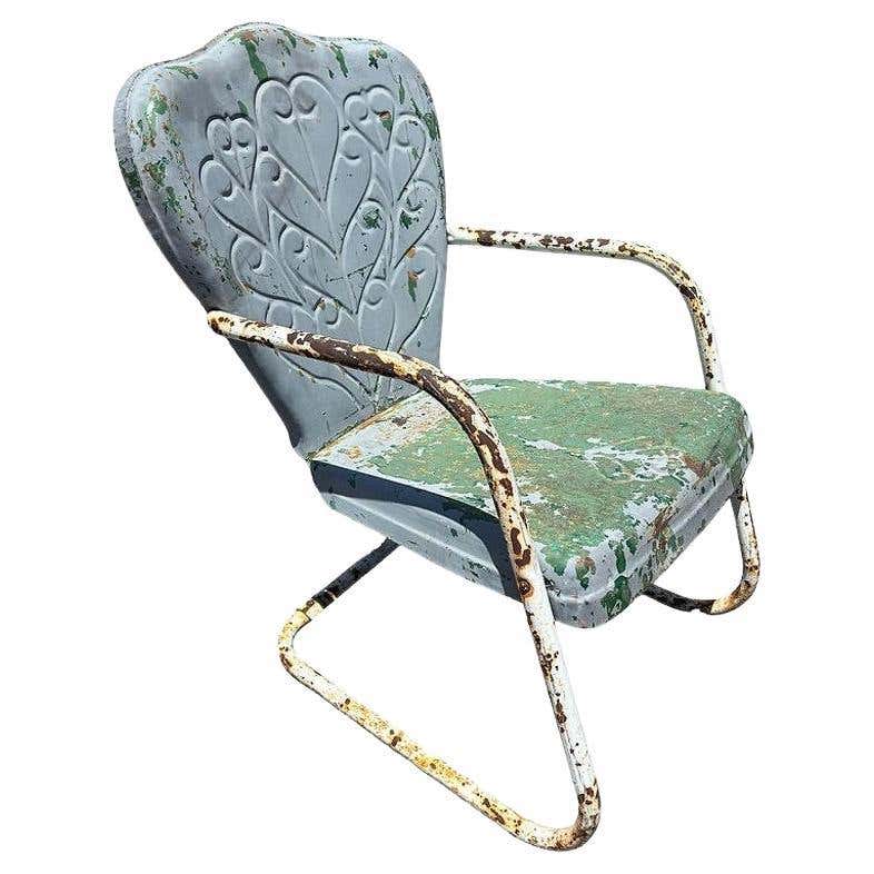 Mid-century Steel Shellback Springer Patio Outdoor Lounge Chair For ...