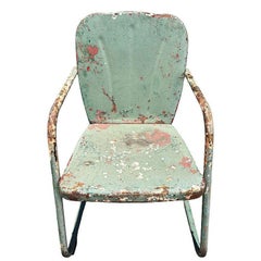 Mid-century Steel Shellback Springer Patio Outdoor Lounge Chair