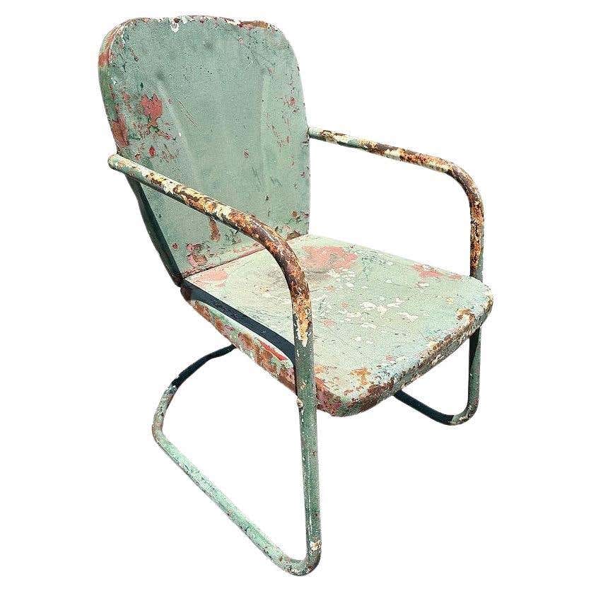 Mid-century Steel Shellback Springer Patio Outdoor Lounge Chair For ...