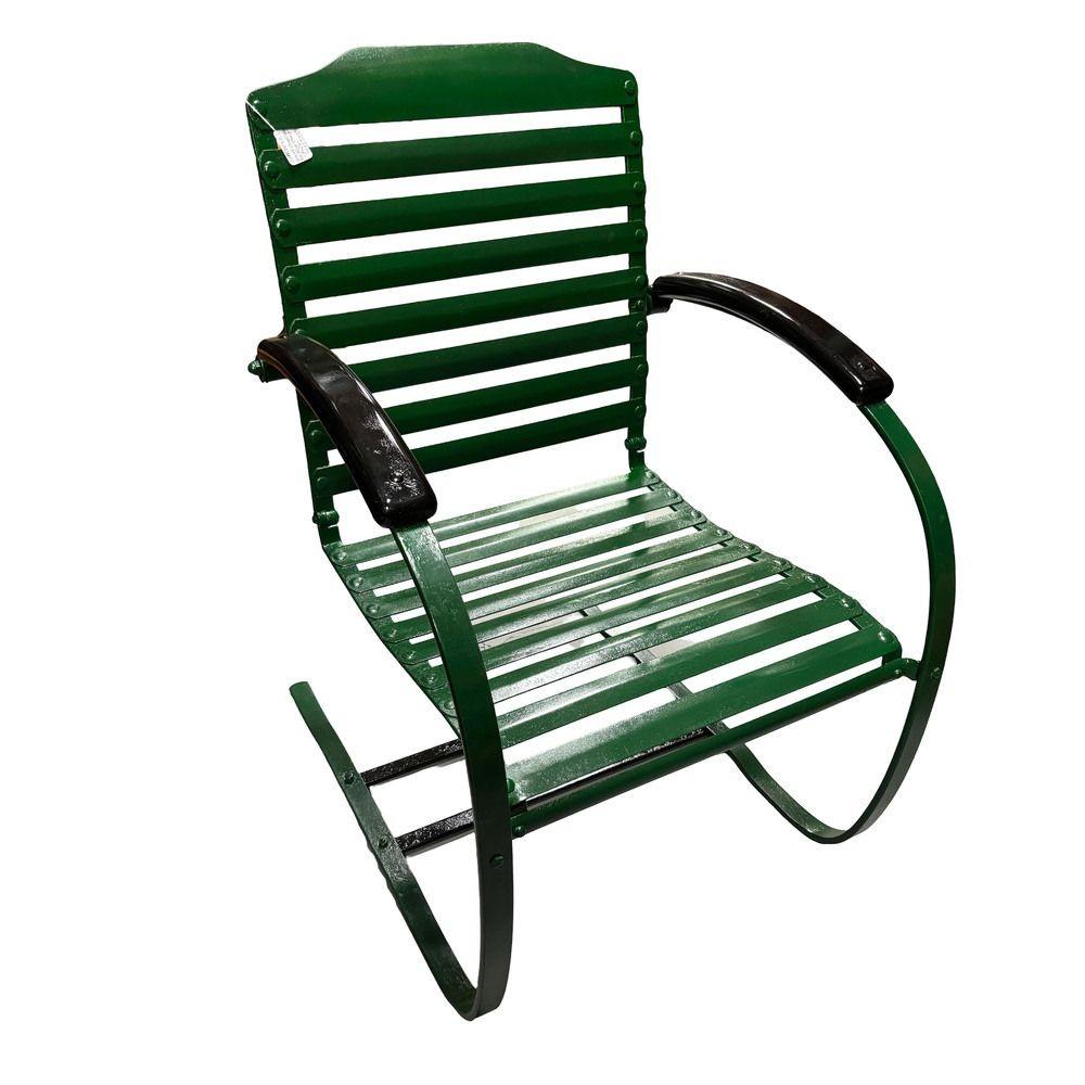 Mid-Century Modern Mid-century Steel Springer Rocking Outdoor Patio Chair , Pair For Sale
