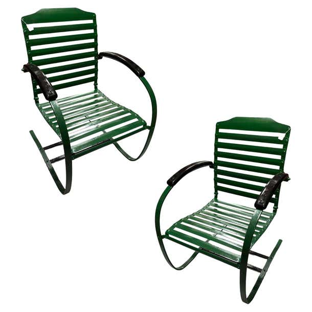 Mid-century Steel Springer Rocking Outdoor Patio Chair , Pair For Sale ...