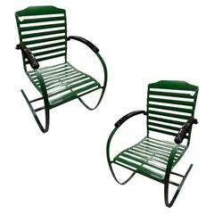 Mid-century Steel Springer Rocking Outdoor Patio Chair , Pair