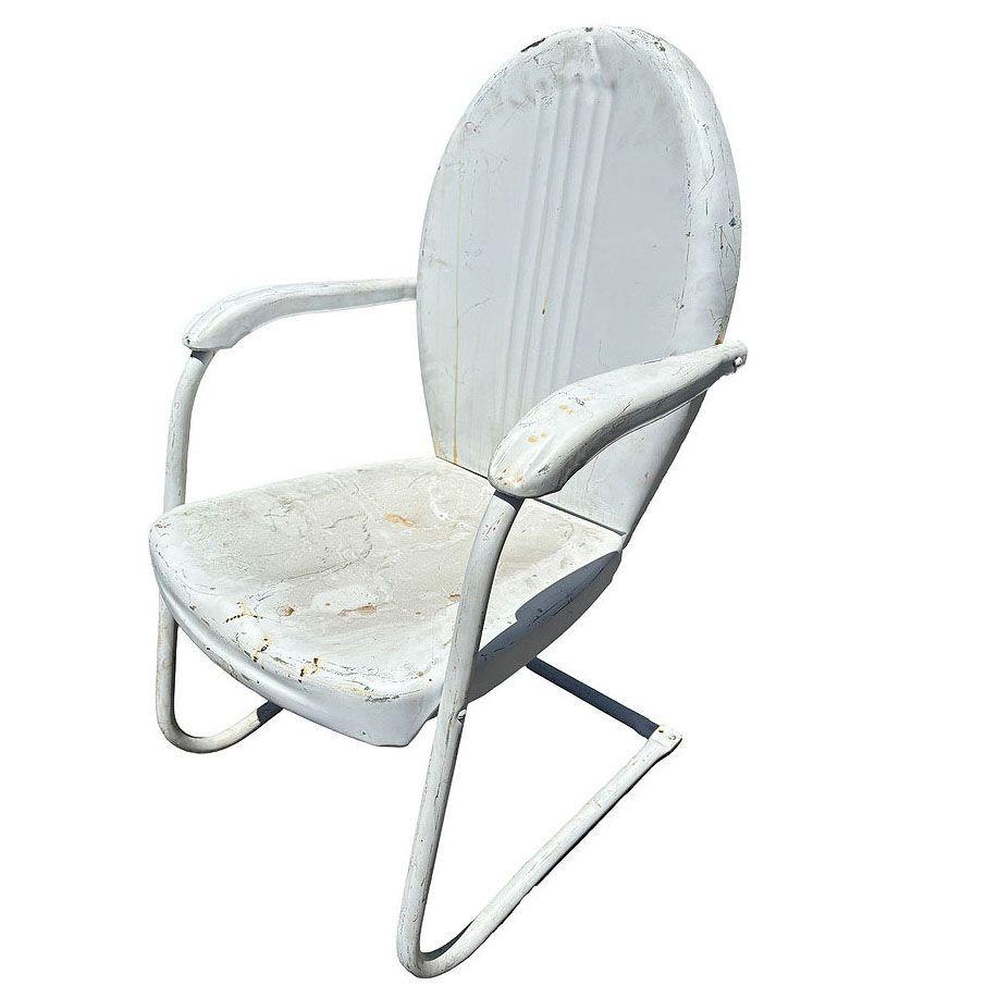 Metal Mid-century Steel Streamline Springer Patio Outdoor Lounge Chair, Pair