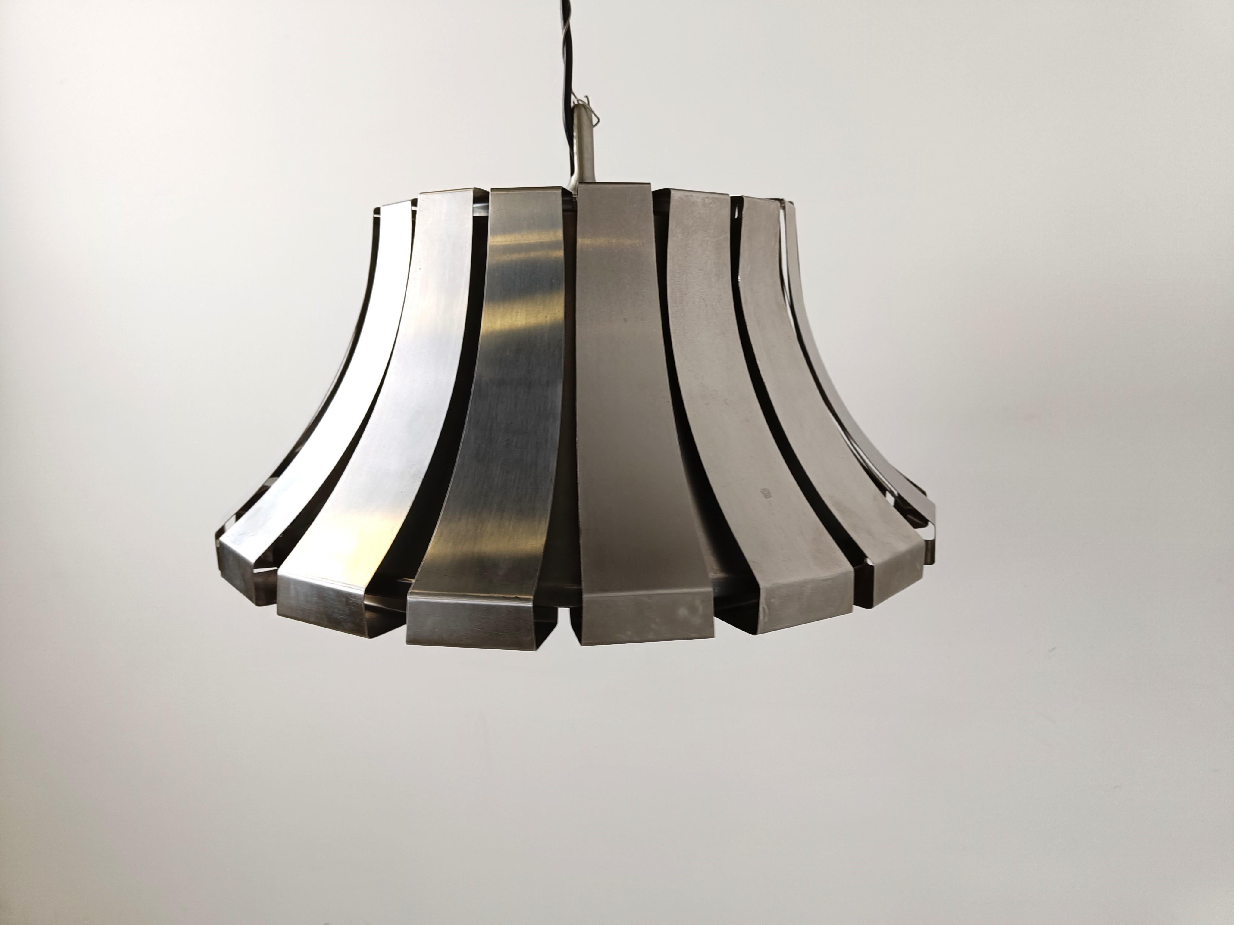Italian Mid-Century Steel Suspension Lamp by E. Martinelli for Martinelli Luce, Italy For Sale