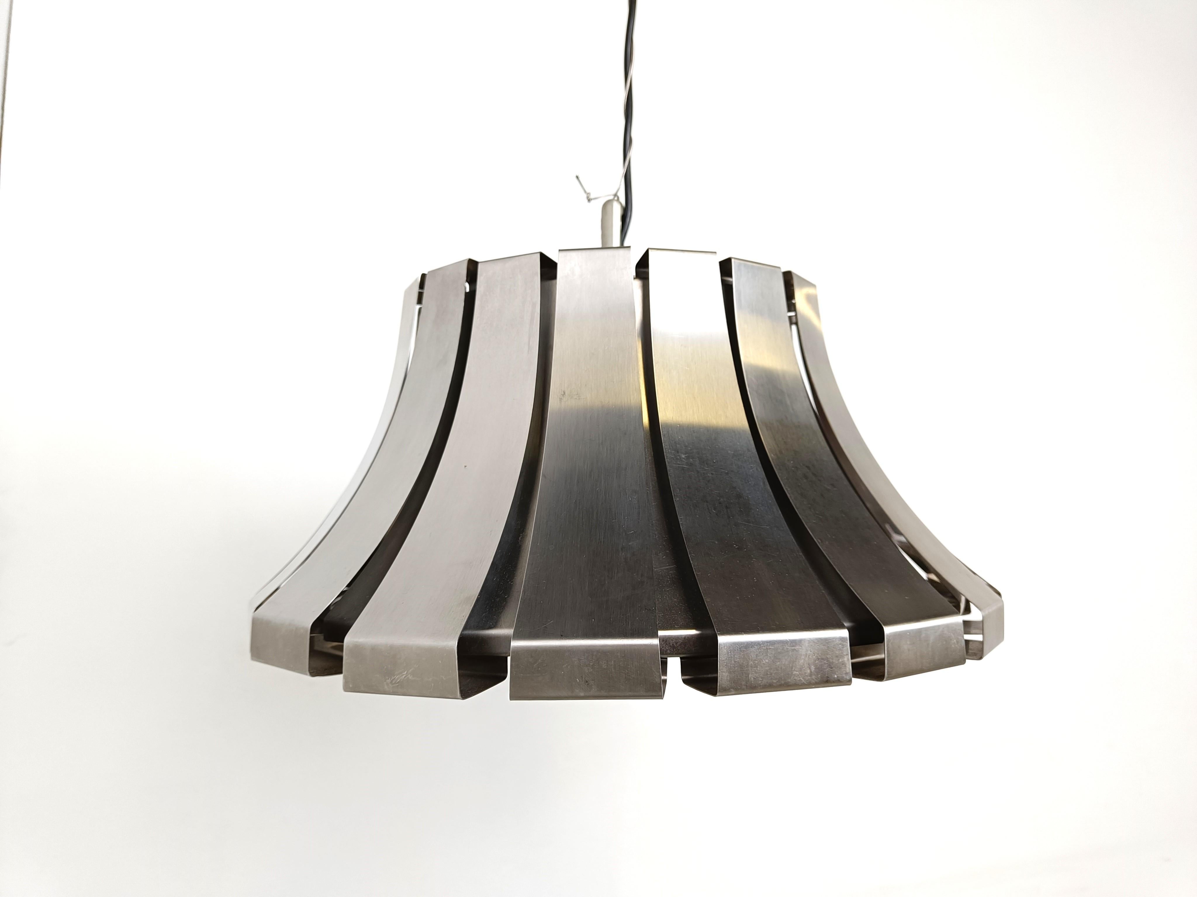 Mid-20th Century Mid-Century Steel Suspension Lamp by E. Martinelli for Martinelli Luce, Italy For Sale