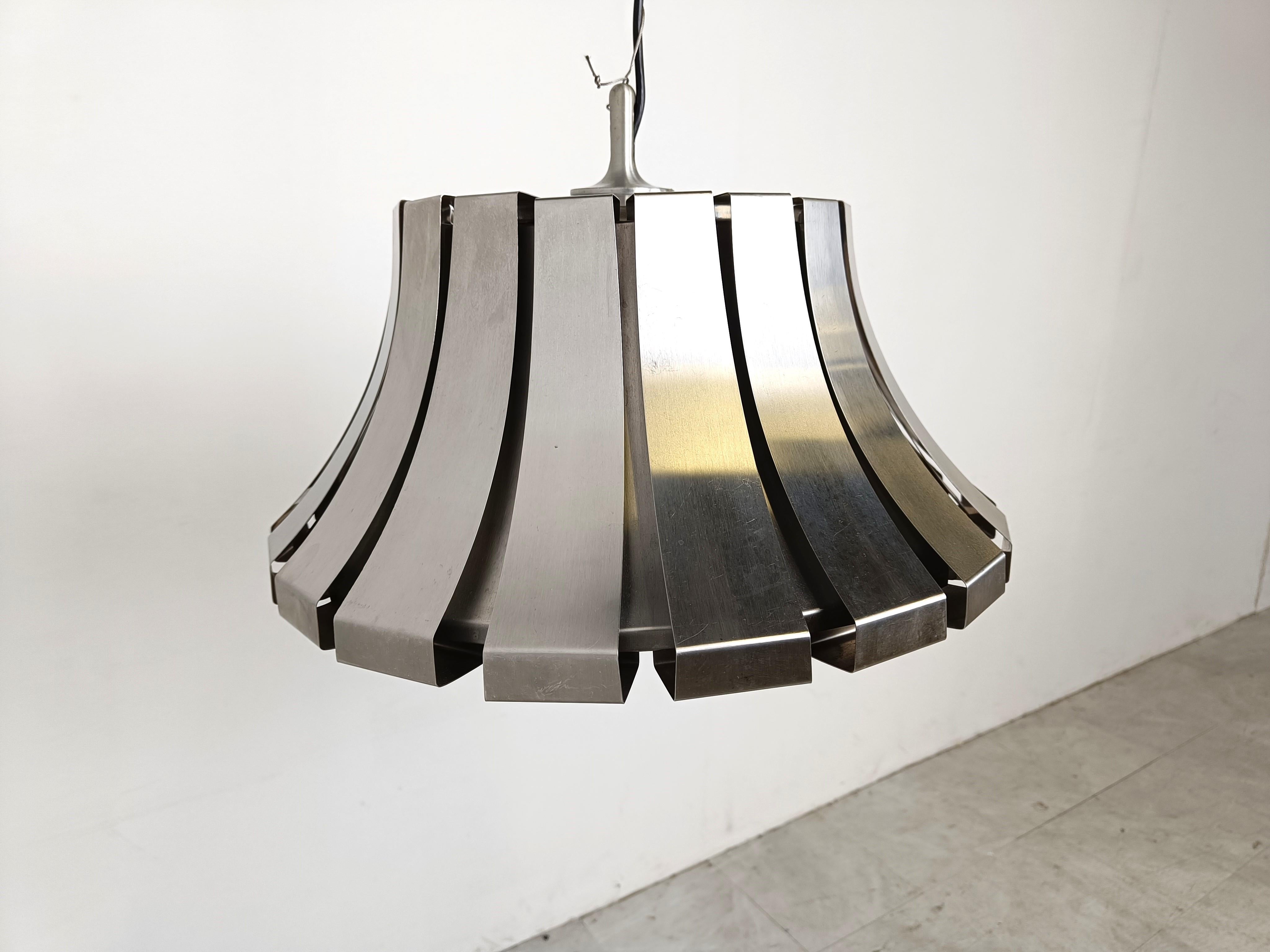 Mid-Century Steel Suspension Lamp by E. Martinelli for Martinelli Luce, Italy For Sale 1