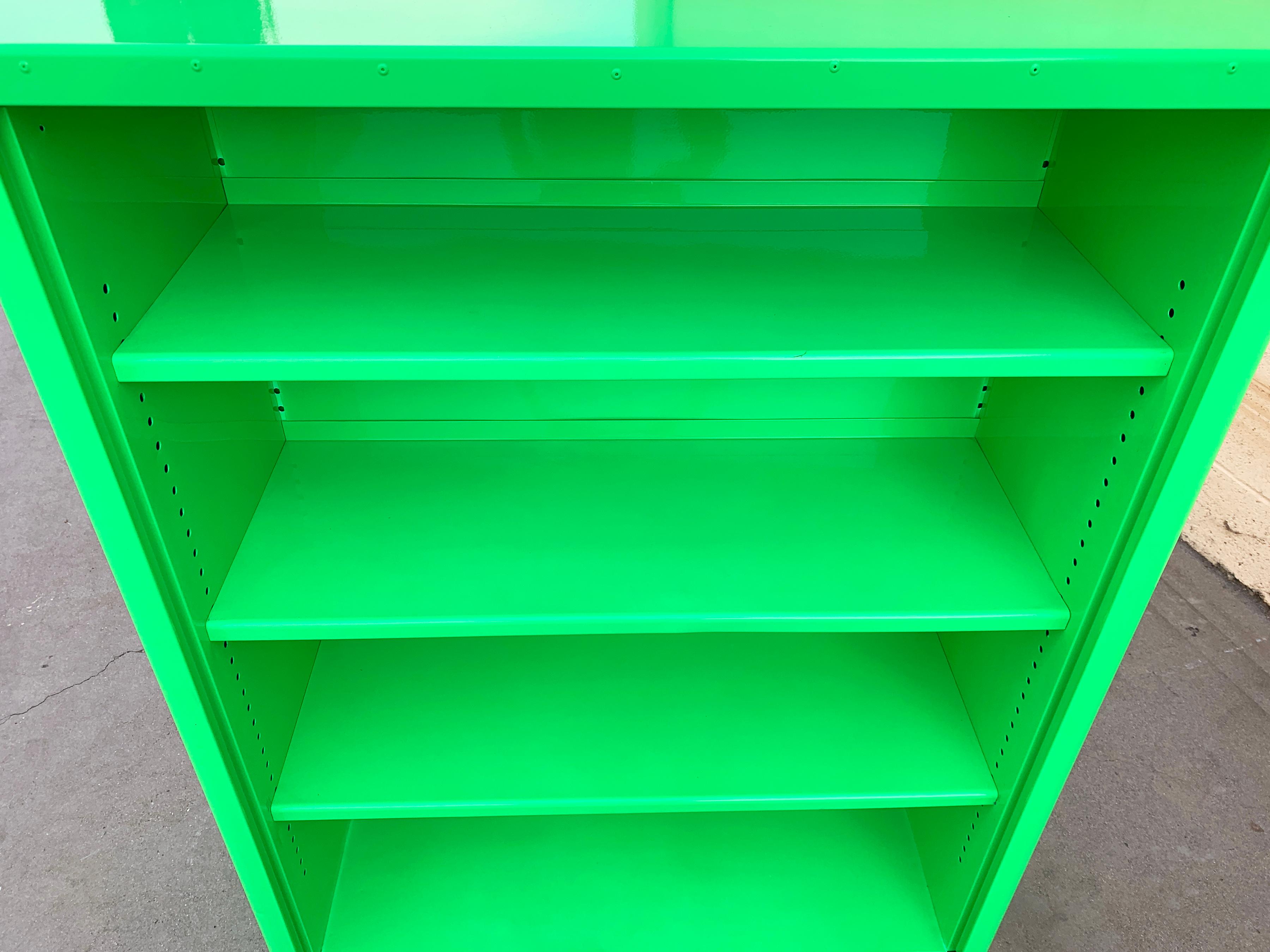 Mid-Century Modern Midcentury Steel Tanker Bookcase Refinished in Florence Green For Sale